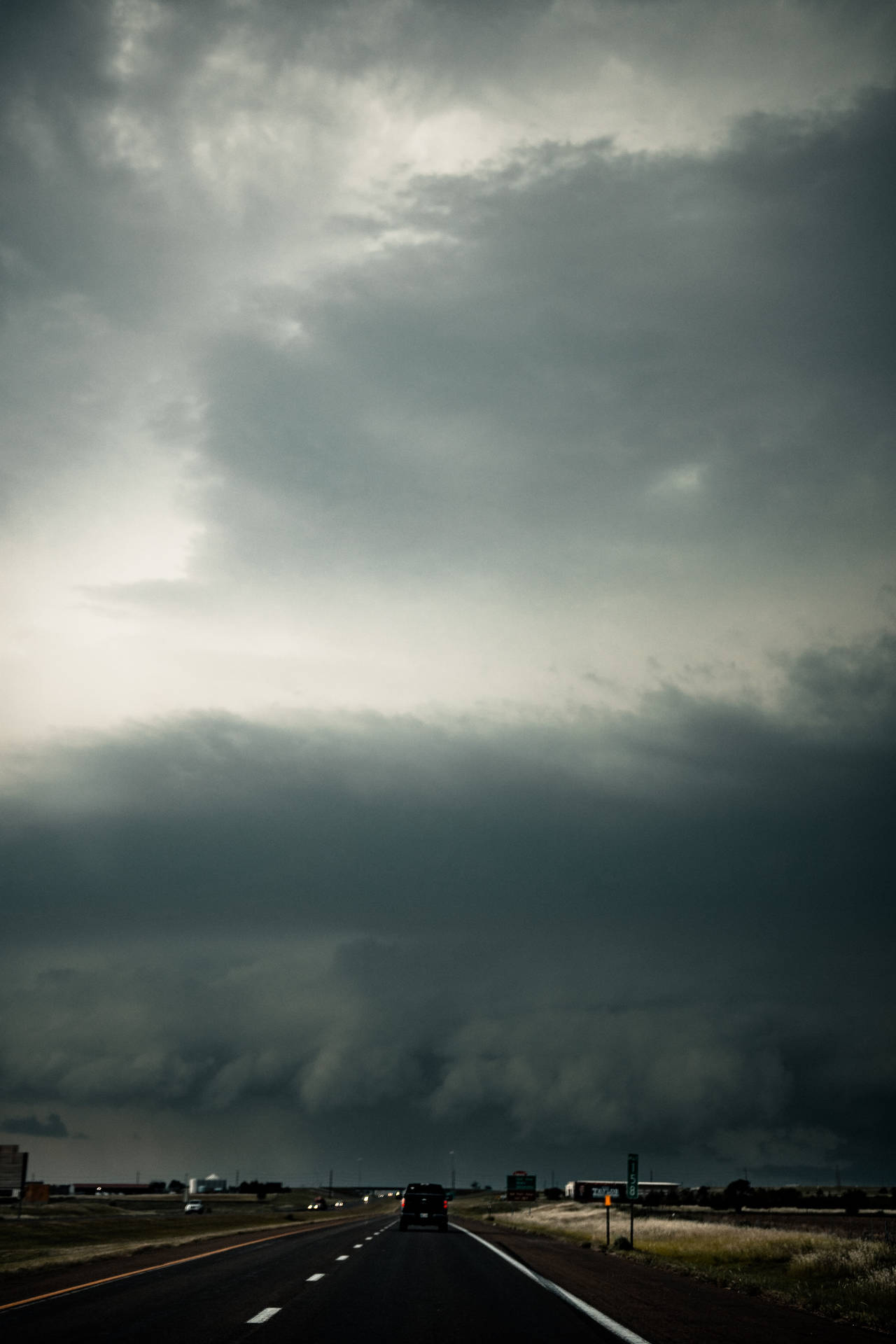 Hailstorm Gray Cloudy Sky On The Road Background