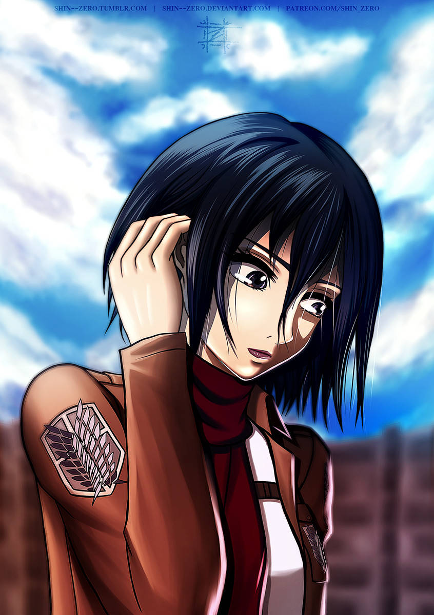 Hair Behind Ear Mikasa Cute Background