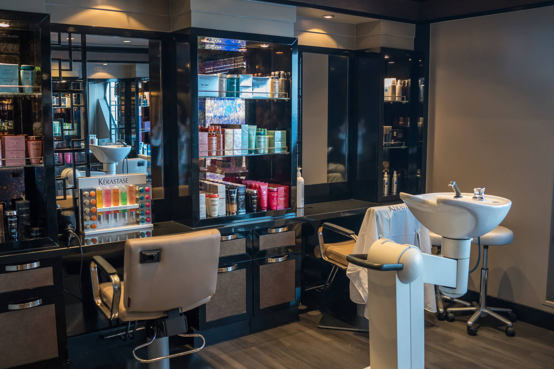 Hair Salon Black And White Interior Background