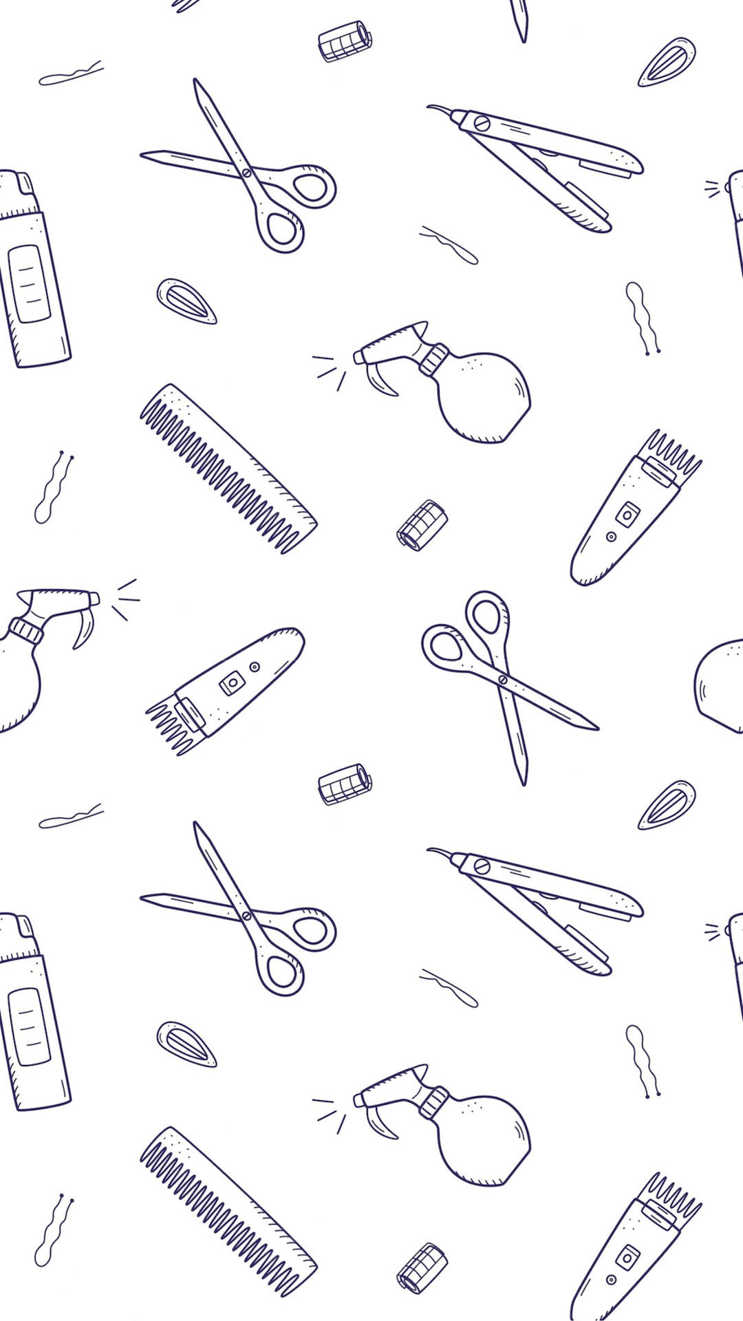 Hair Salon Tools Aesthetic Doodle Background