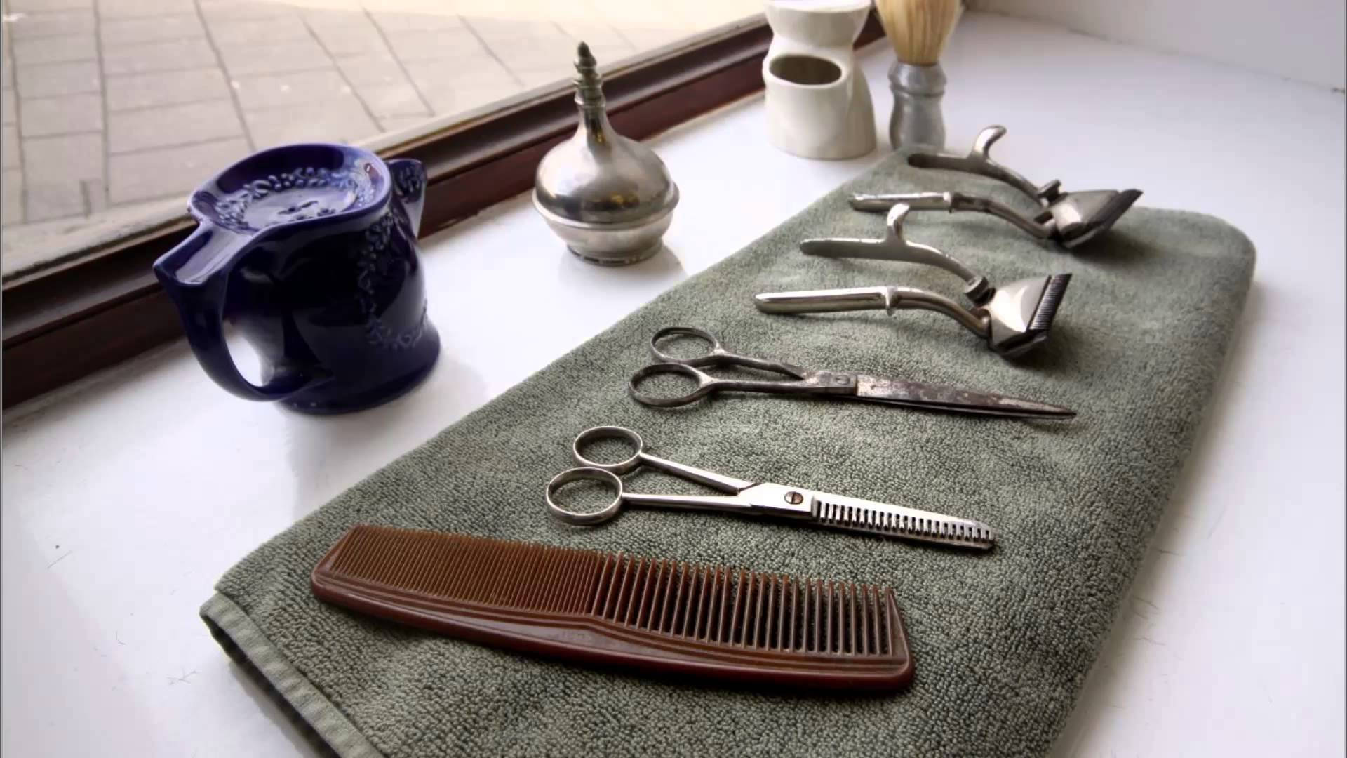 Haircut Tools On Towel Background