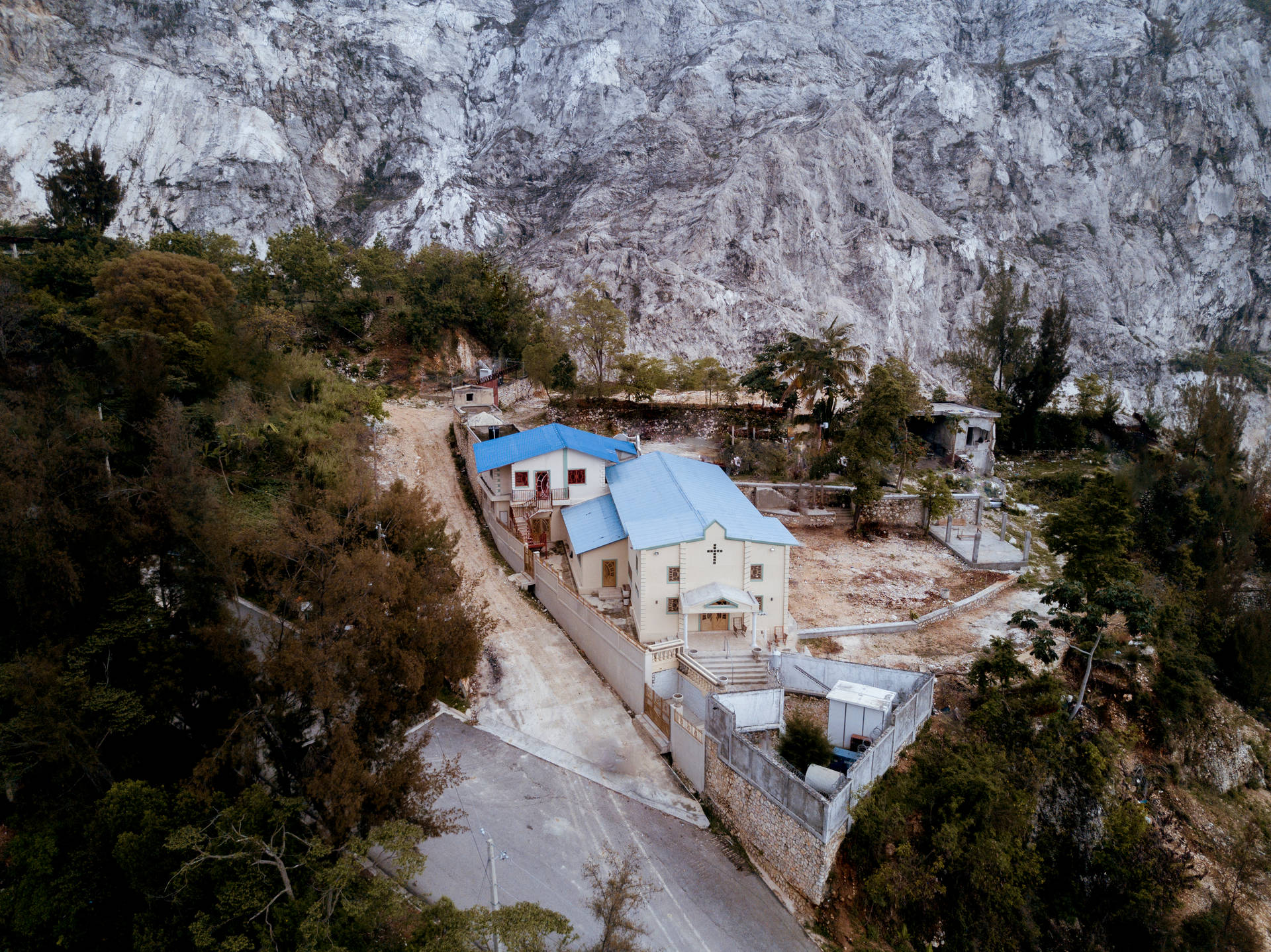 Haiti Church In Mountain Background