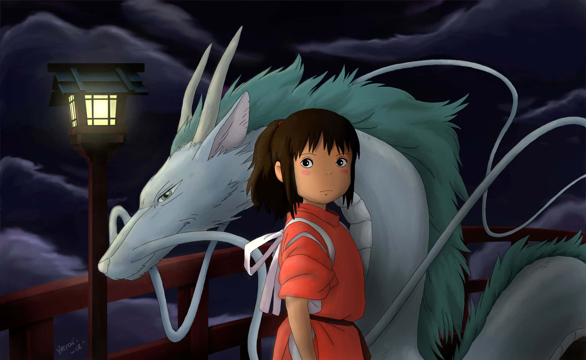 Haku And Chihiro From Sen To Chihiro No Kamikakushi Background