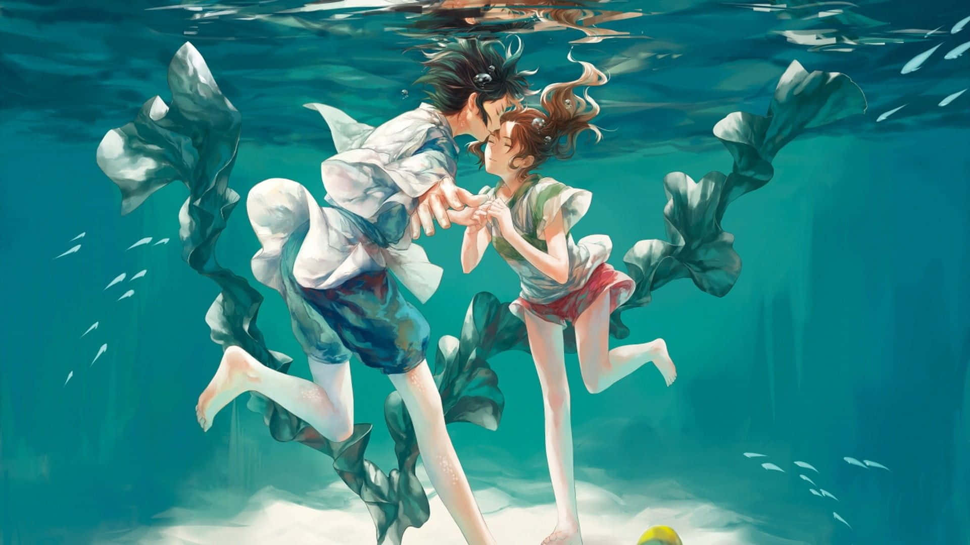 Haku And Chihiro Underwater Sen To Chihiro No Kamikakushi Background