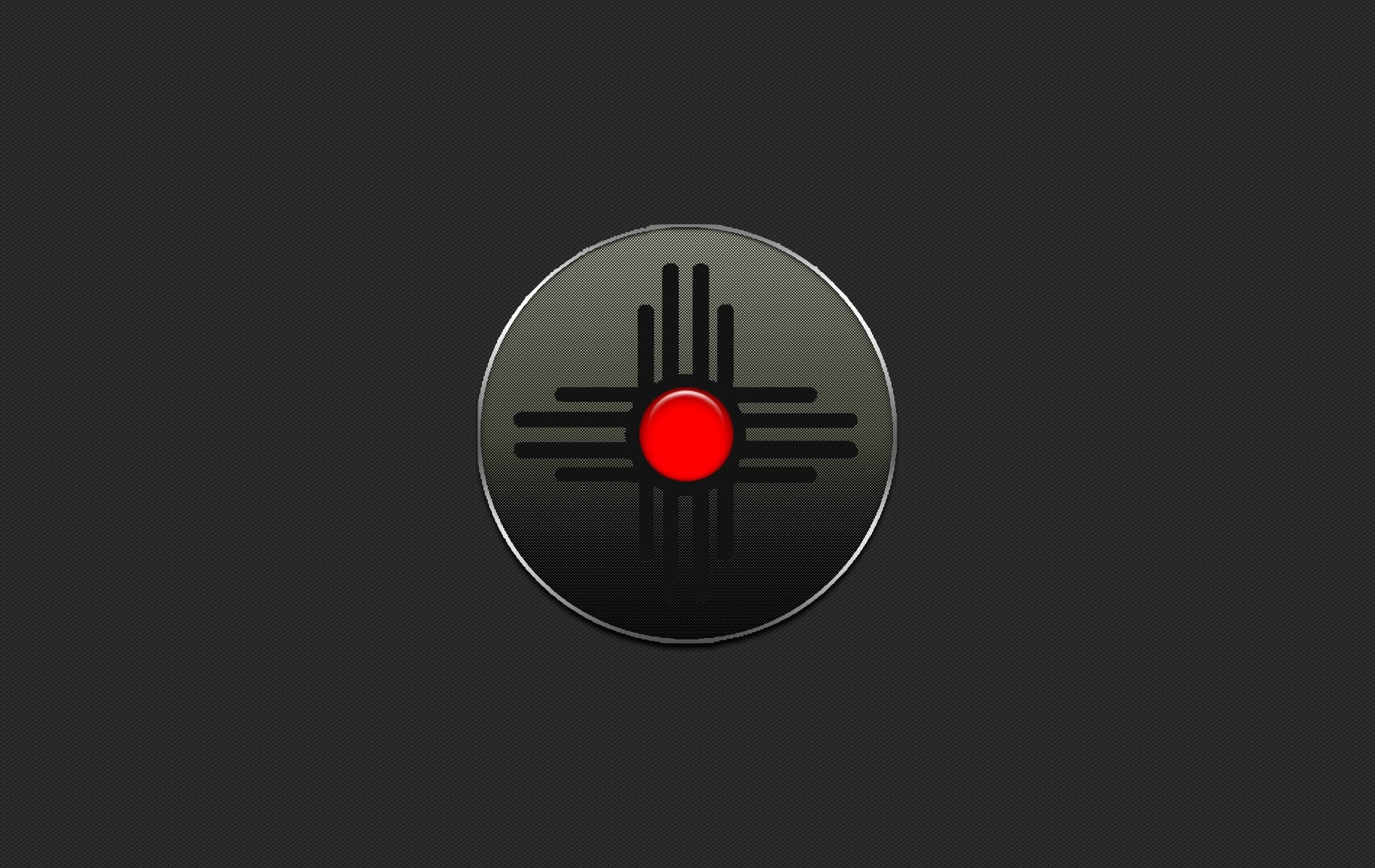 Hal 9000 Close-up Red Robot Eye Gray Background