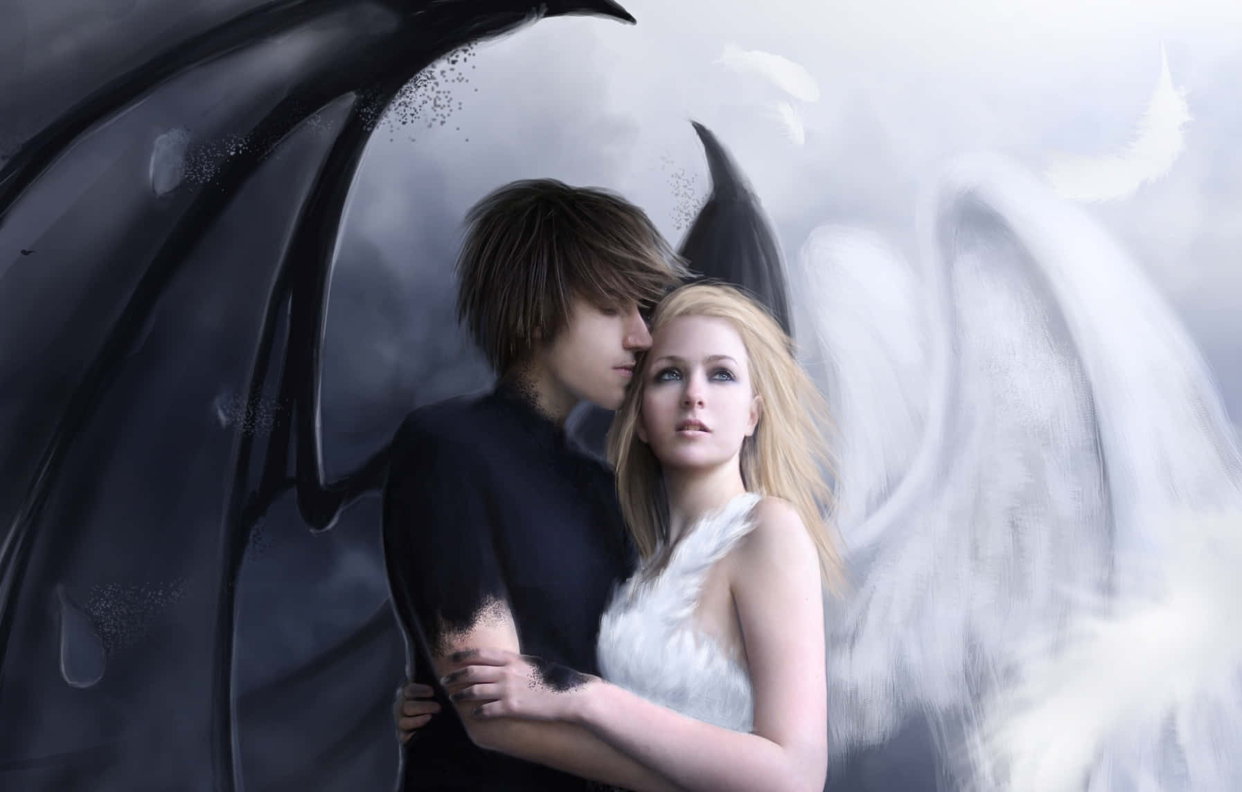 Half Angel Half Demon Couple Background