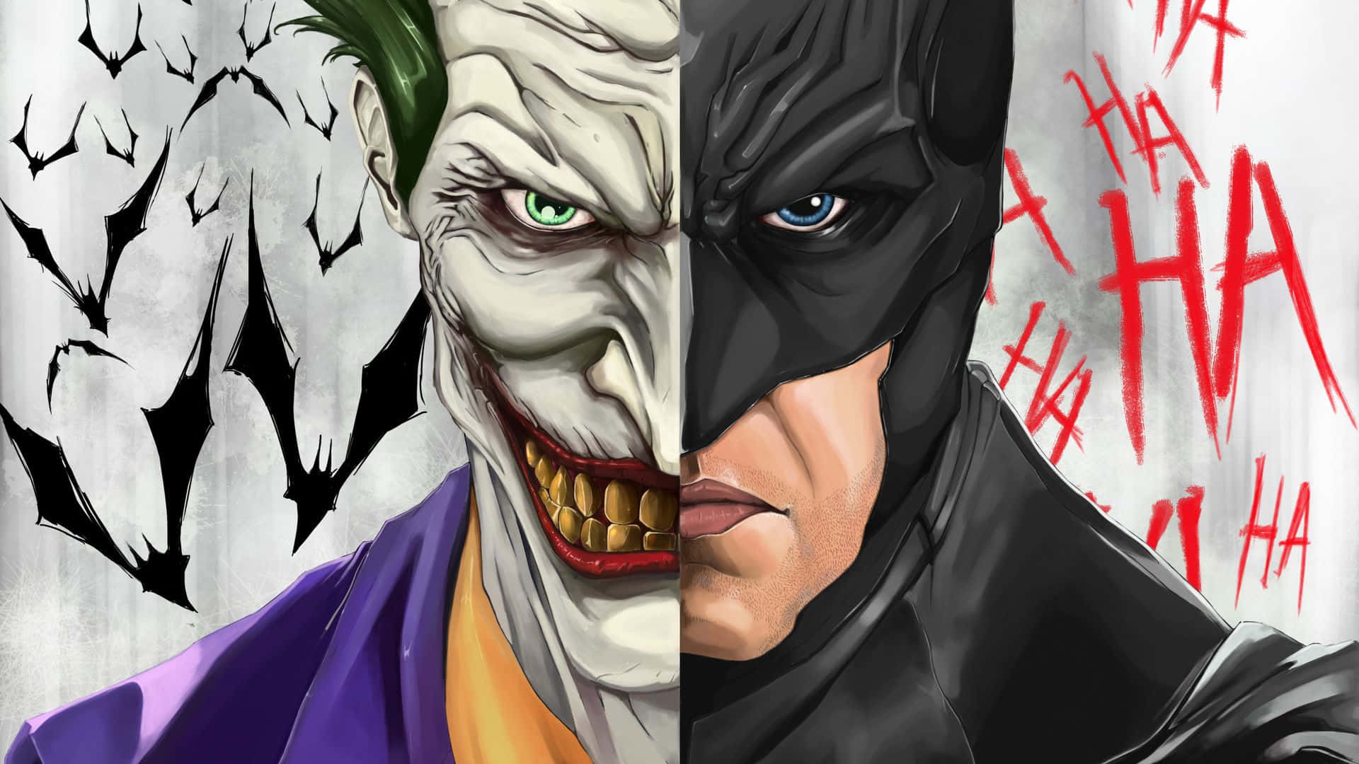 Half Batman Half Joker Digital Painting Background