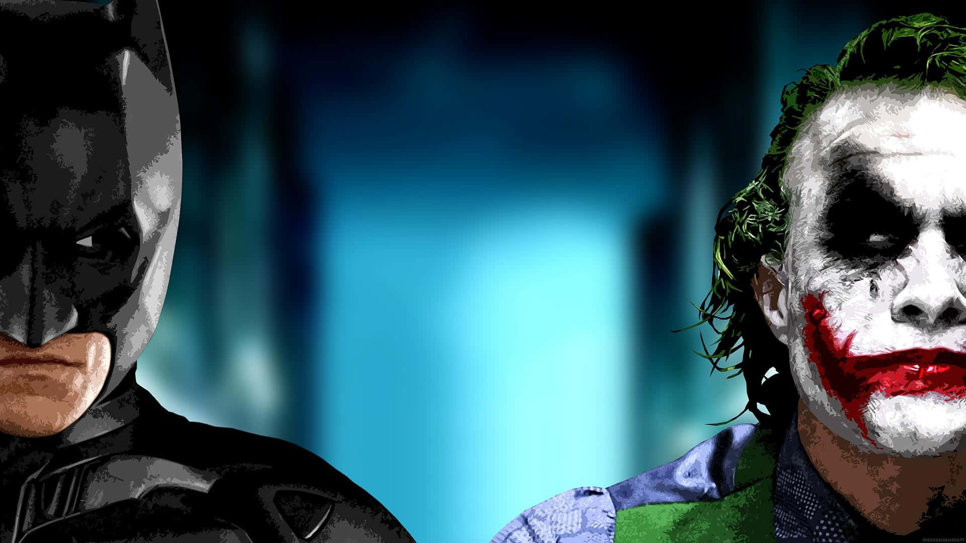 Half Batman Half Joker Faces Desktop Background