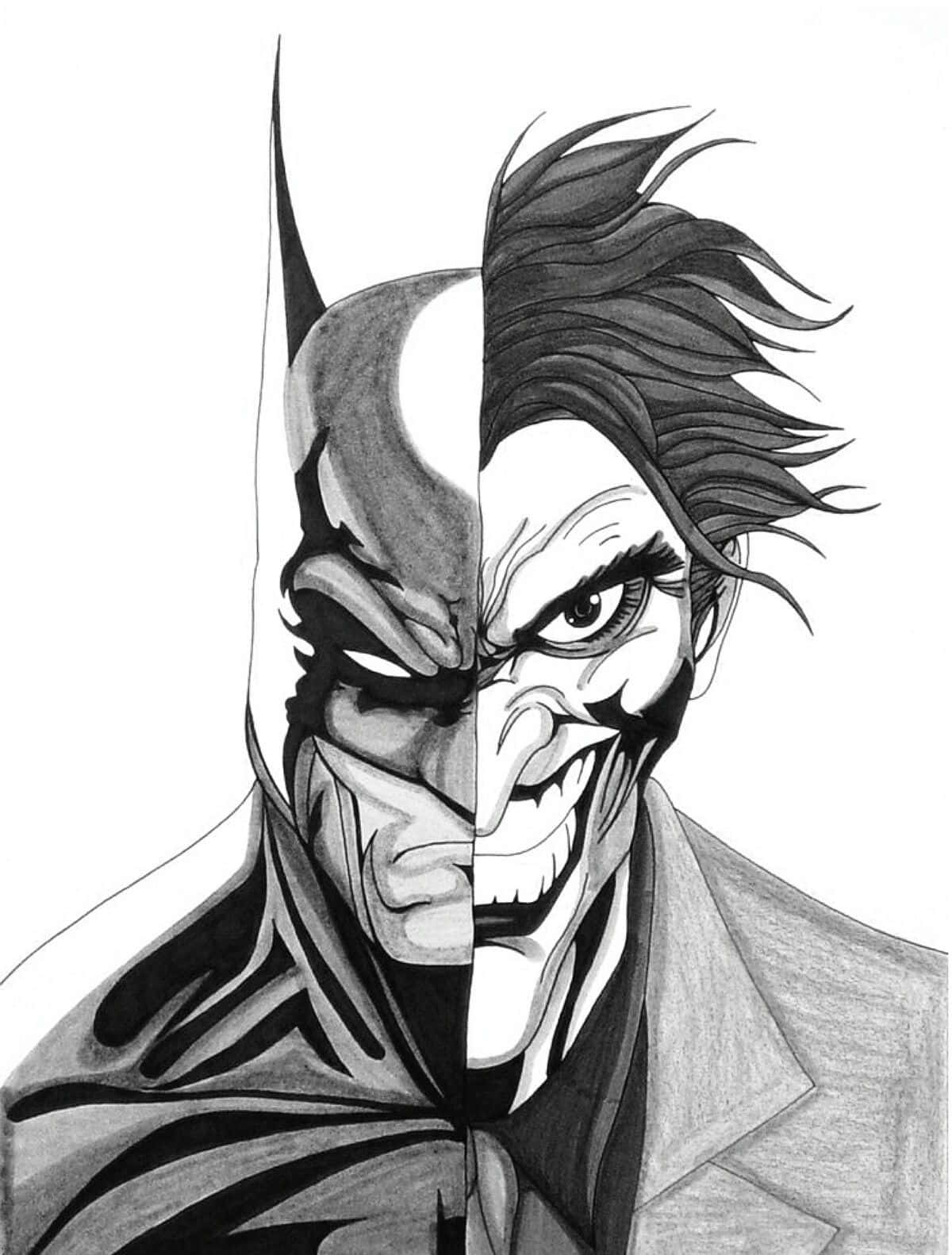 Half Batman Half Joker Pencil Drawing Background