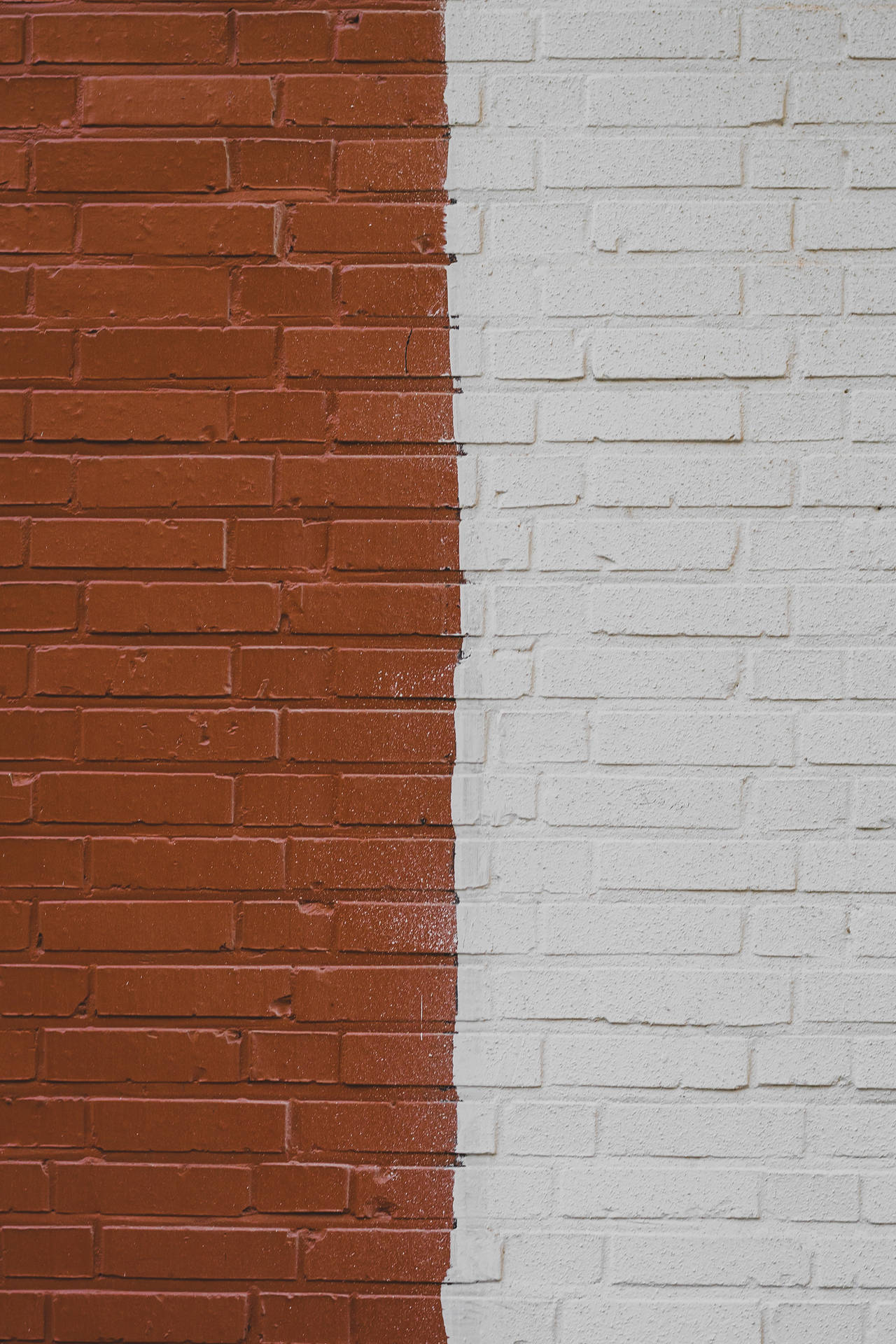 Half Brown And White Brick Wall Background