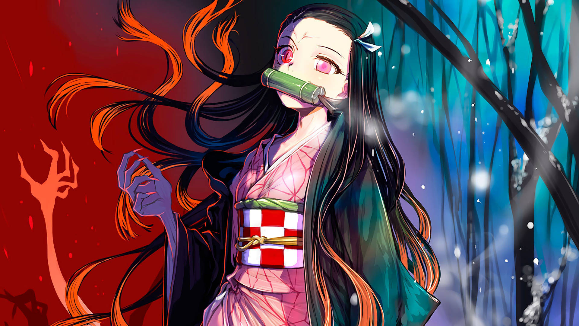 Half Demon Nezuko Aesthetic Background
