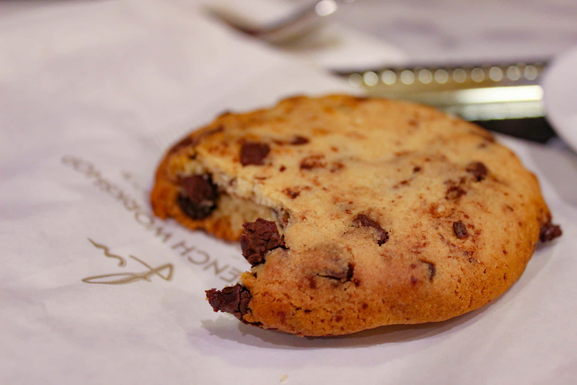 Half Eaten Chocolate Chip Cookie Background