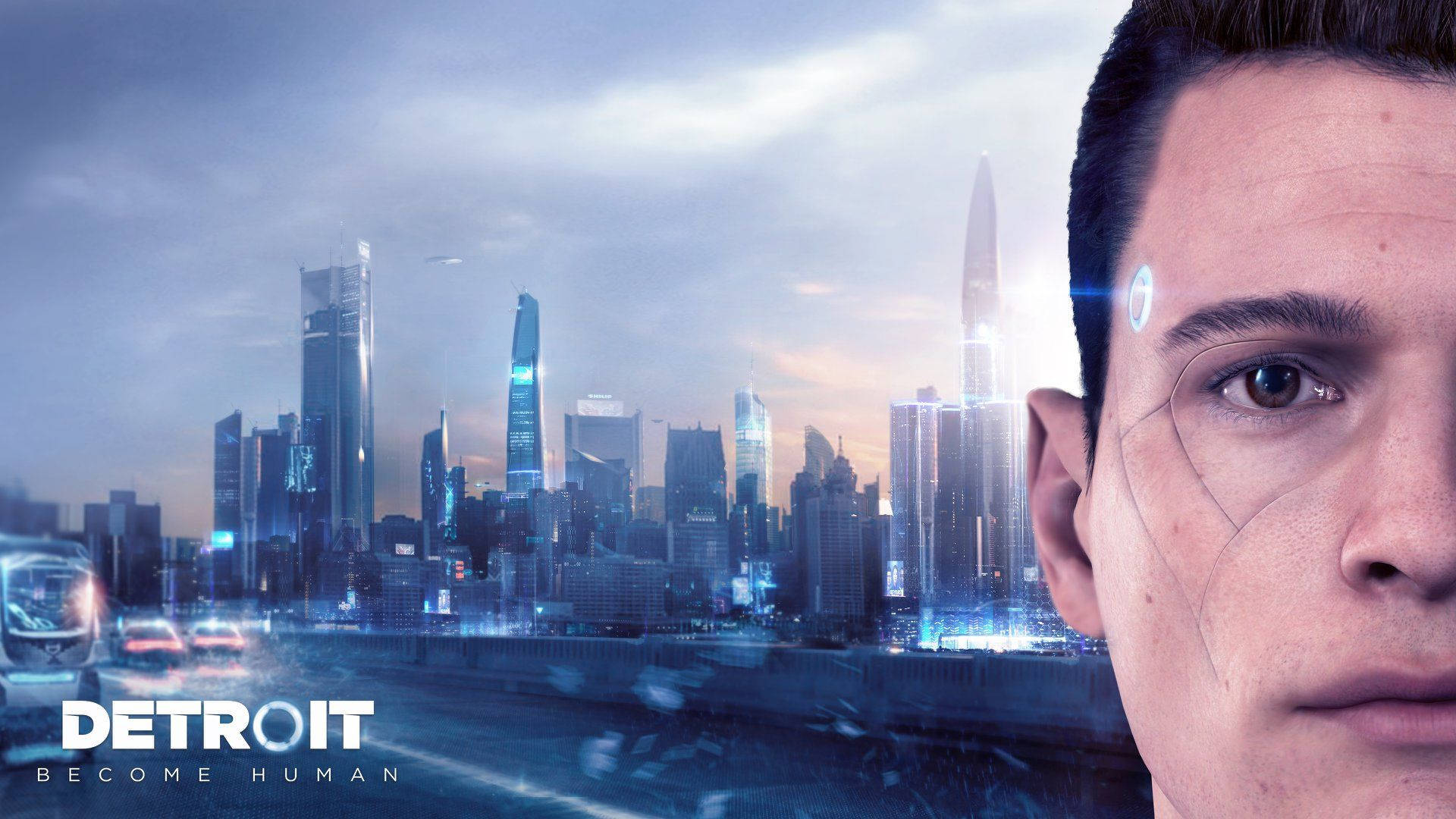 Half-face Of Connor Detroit Become Human Background