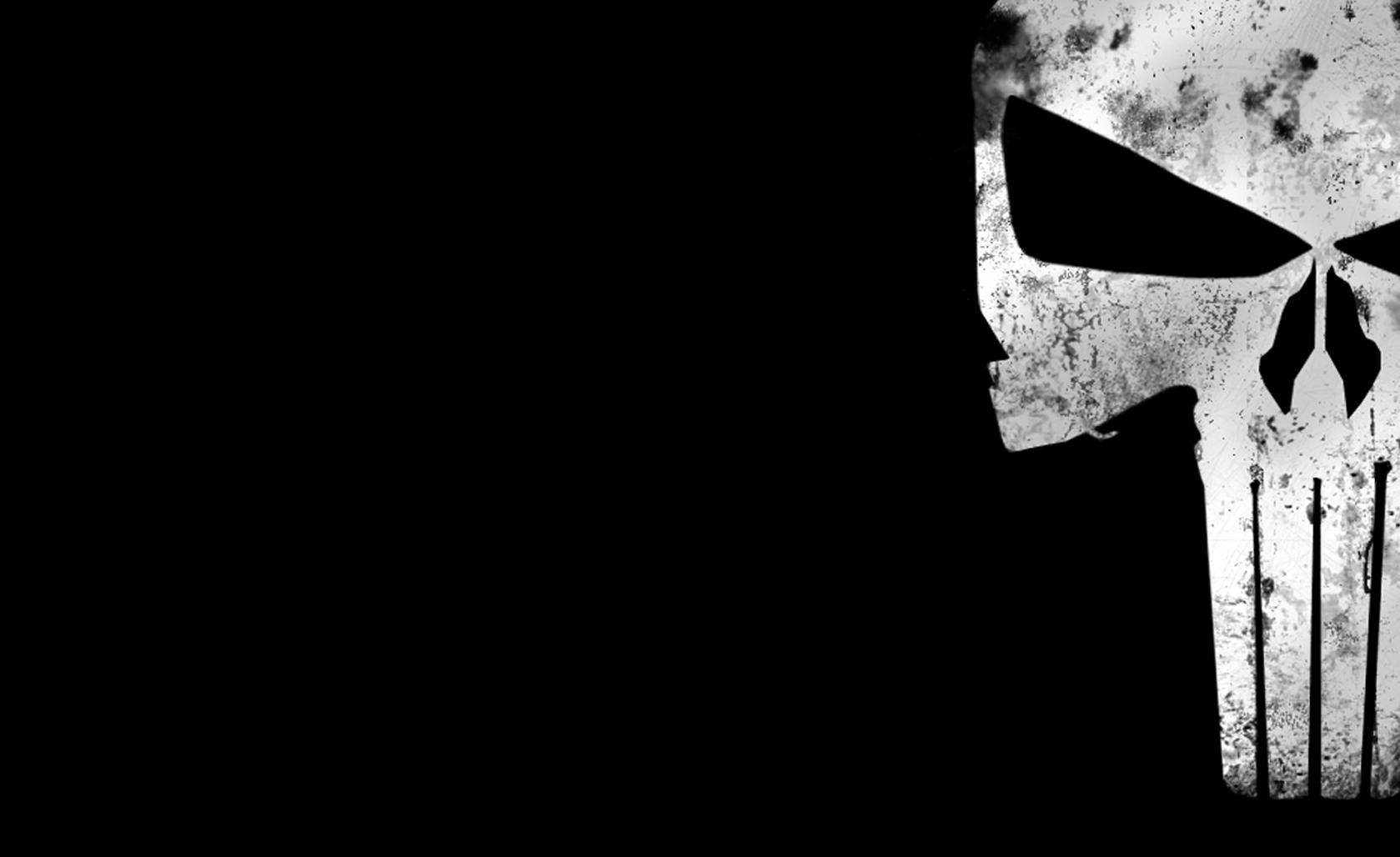 Half Face Of Punisher Skull Background