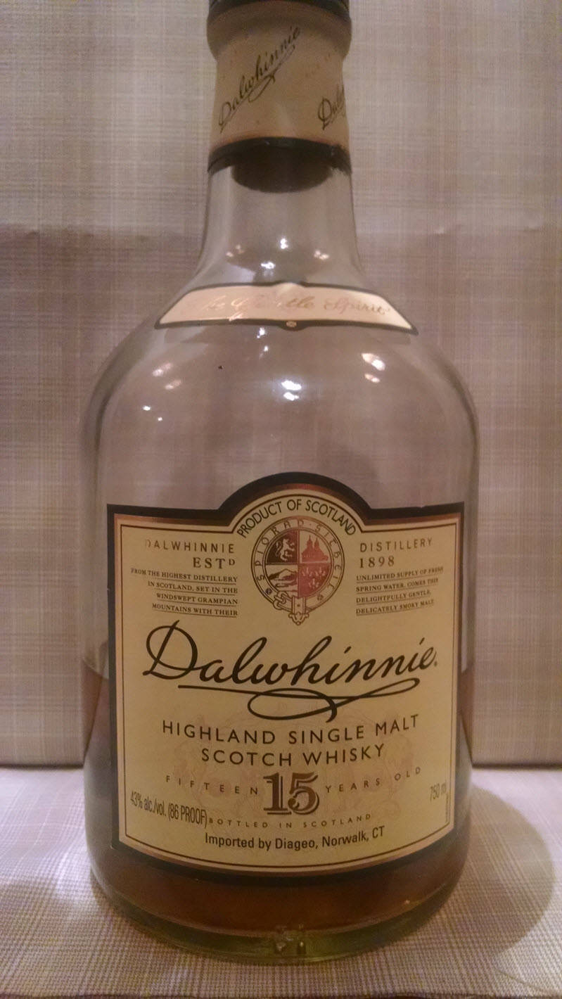 Half Filled Dalwhinnie 15 Whisky Background