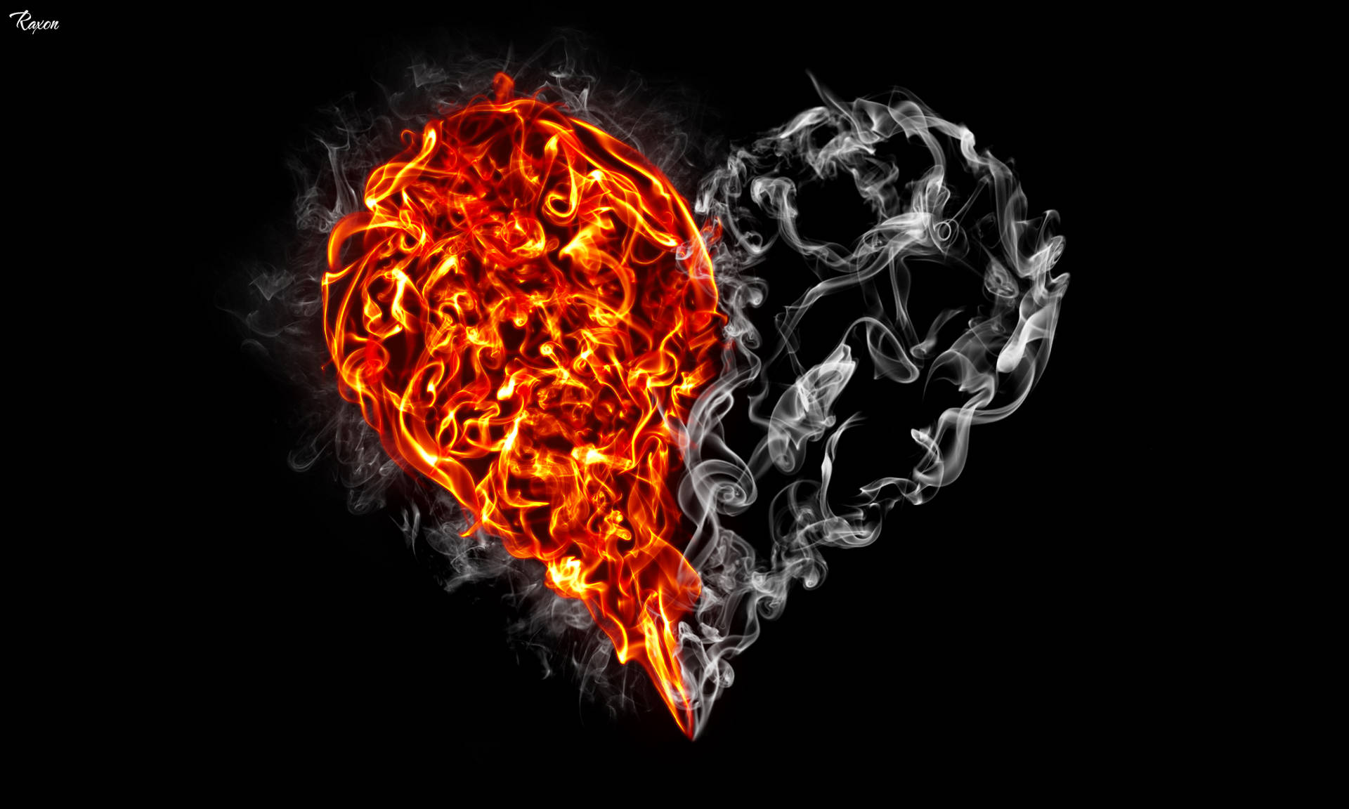 Half Fire And Smoke Cute Heart Background