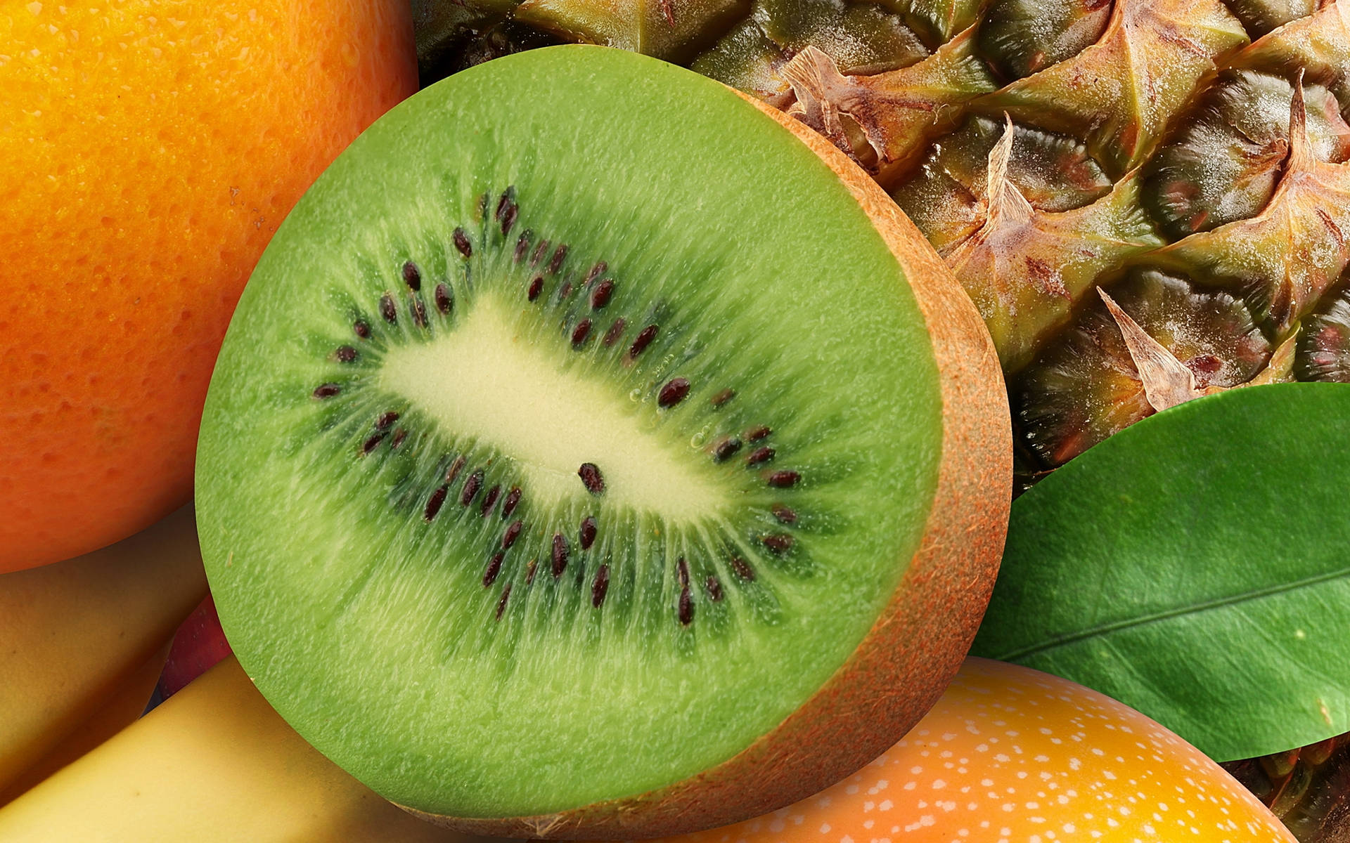 Half Kiwi Fruits Background