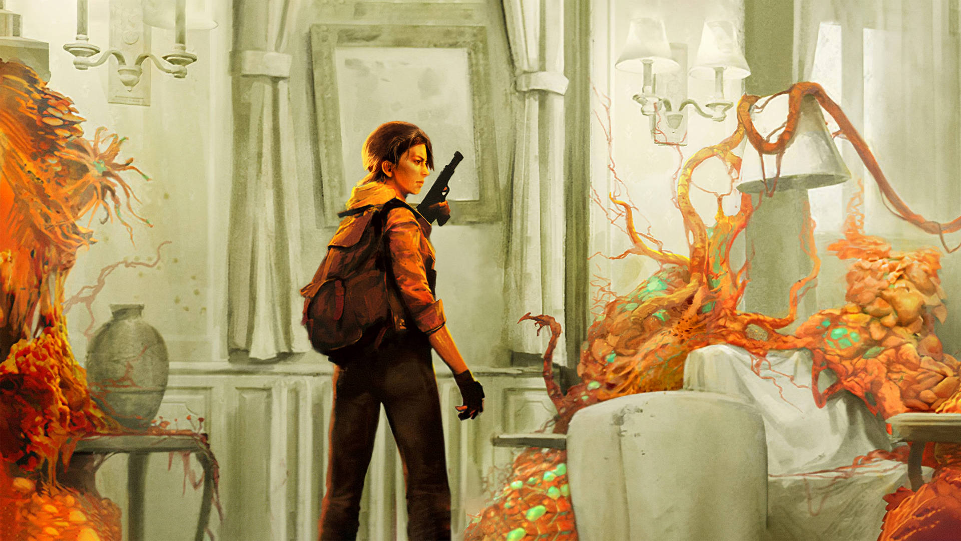 Half-life Alyx With Xen Flora Background