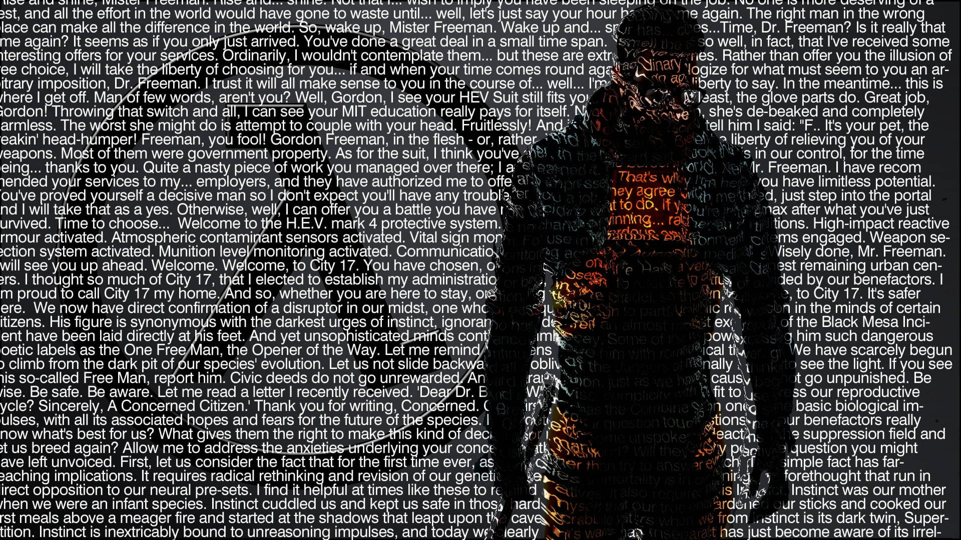 Half-life Gordon Freeman Text Art Background