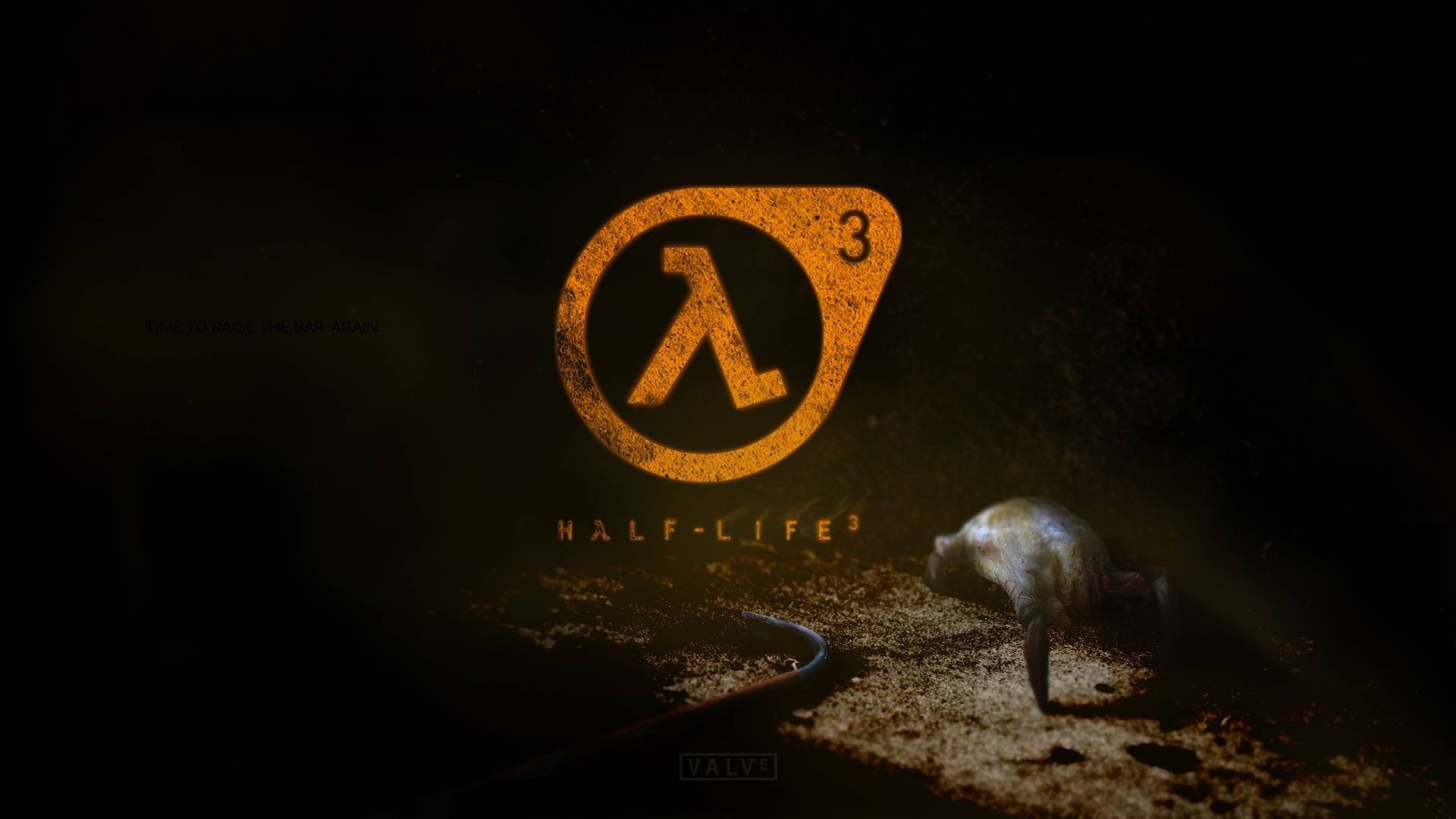 Half-life Logo On Dark Wooden Room Background