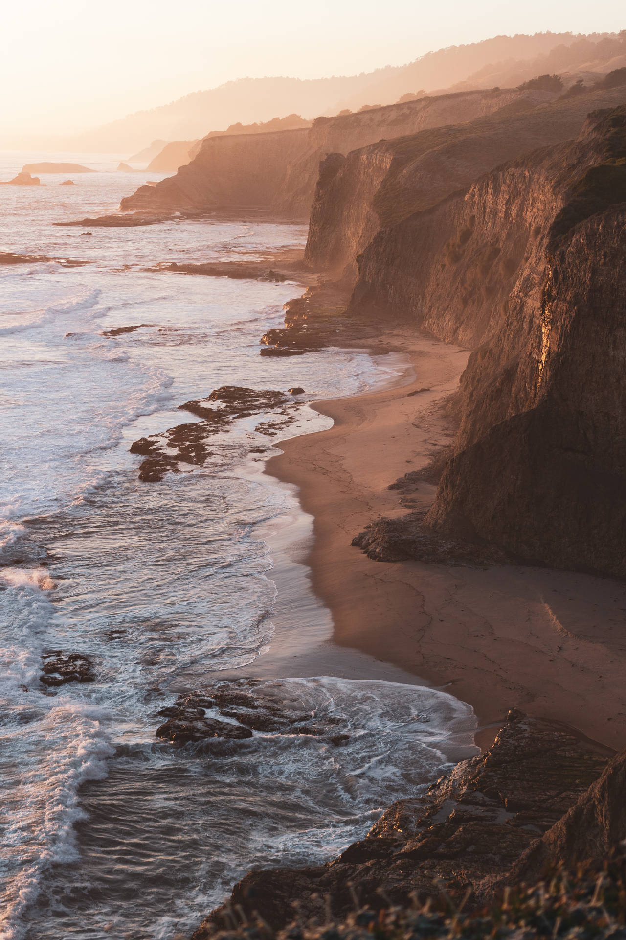 Half Moon Bay Iphone California Coast At Sunset Background