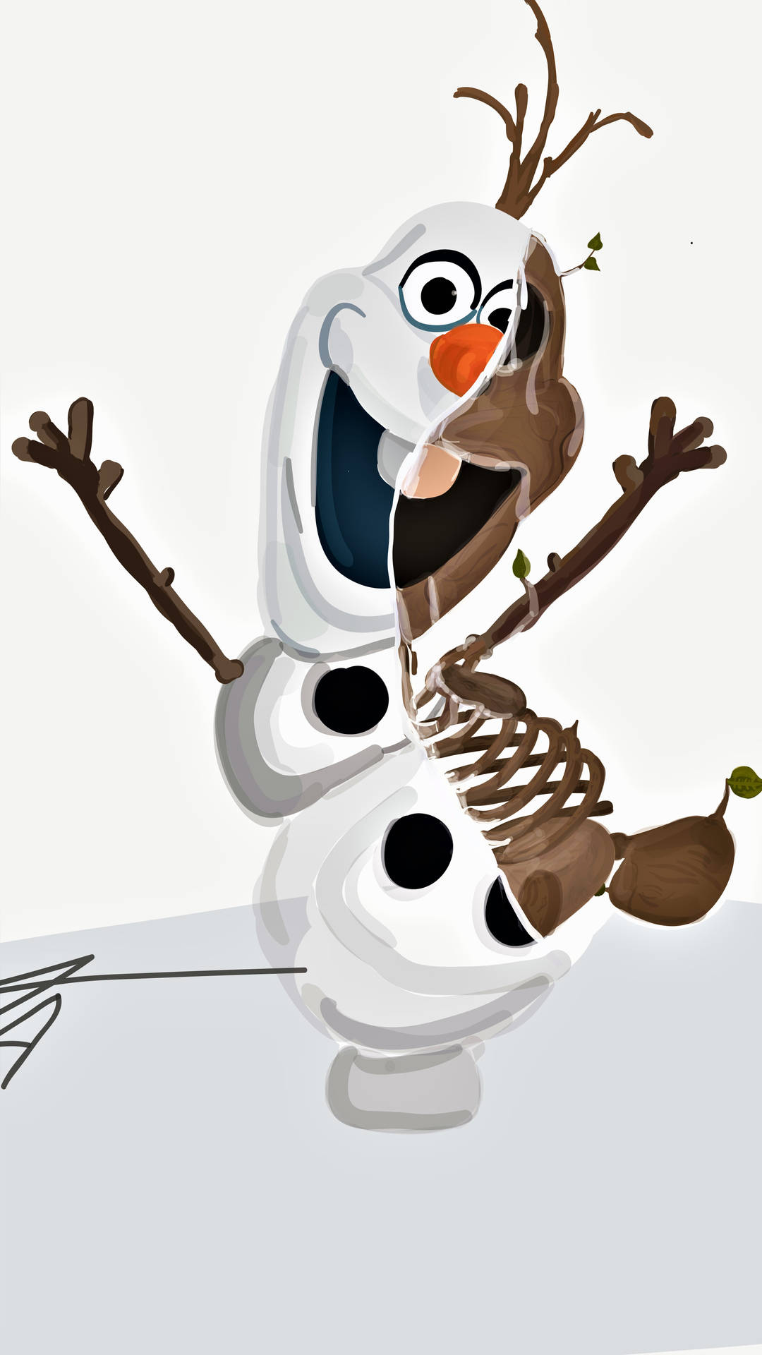 Half Olaf Skeleton Art Background