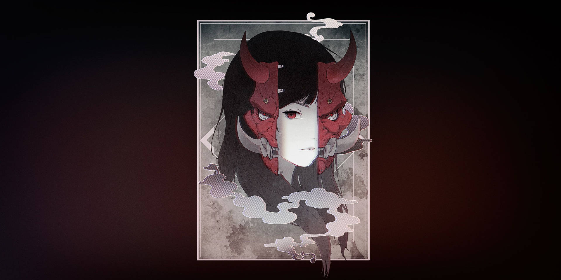 Half Oni Mask Background