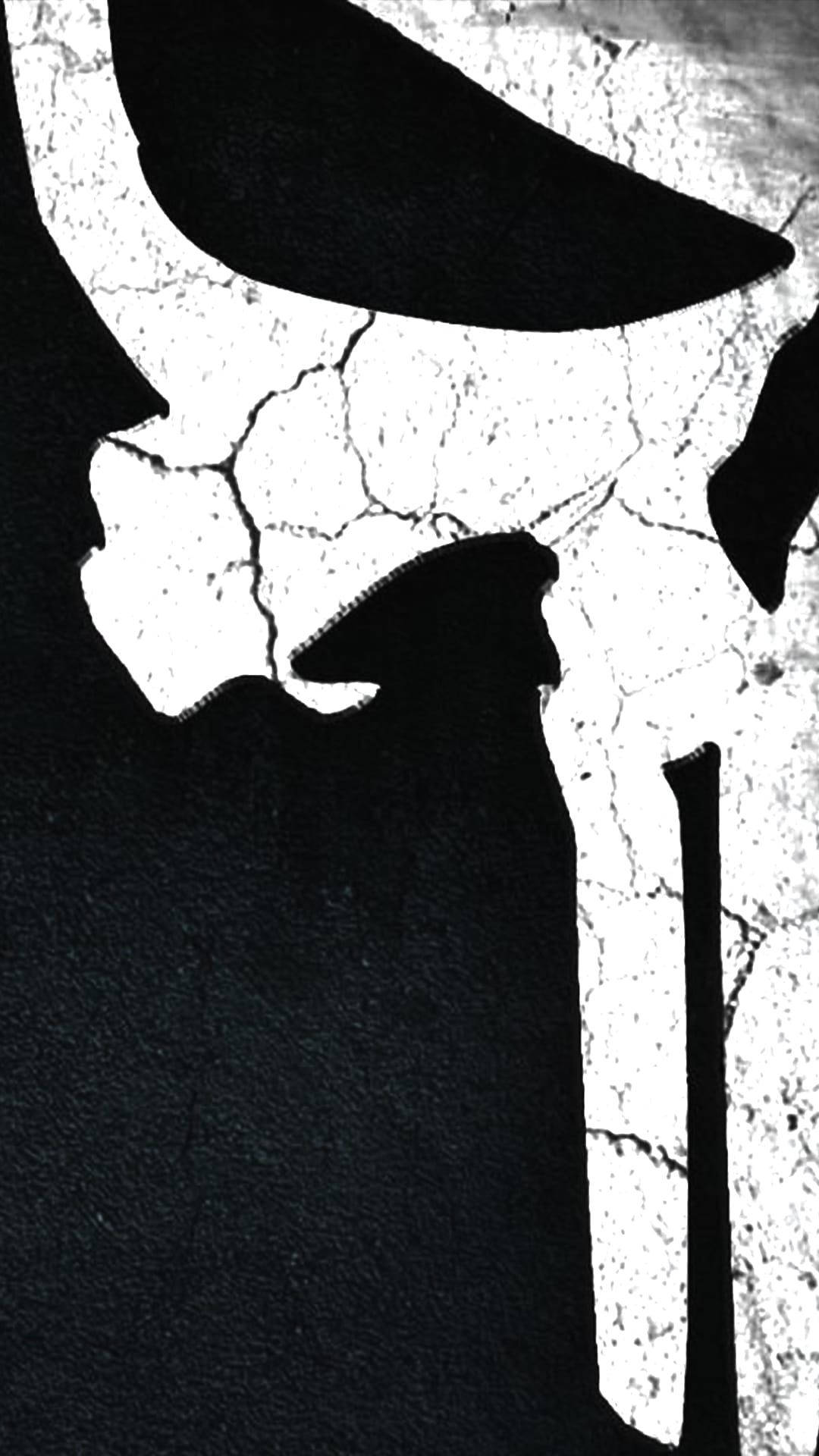 Half Punisher Skull On Concrete Background