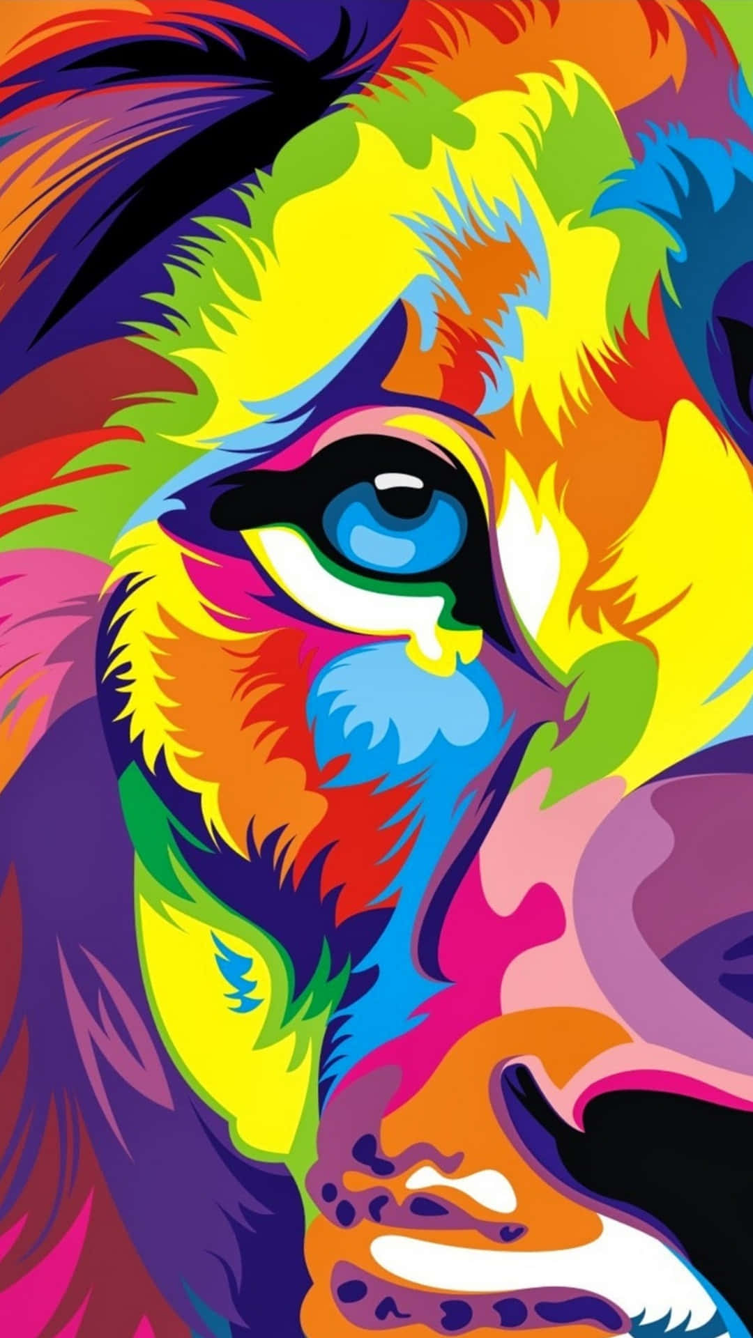Half Rainbow Lion Colorful 4k Phone Background