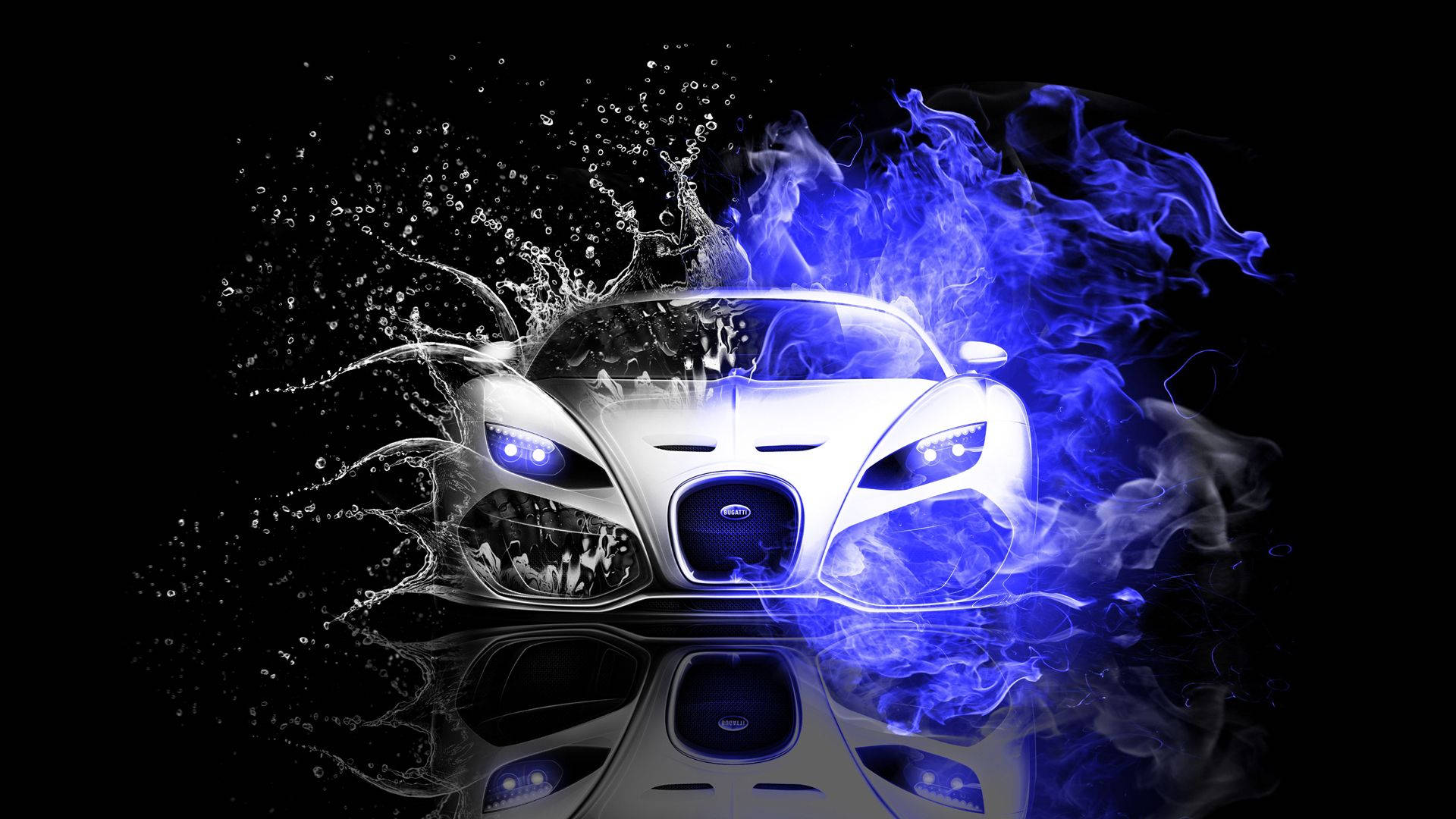 Half Water And Blue Fire Car