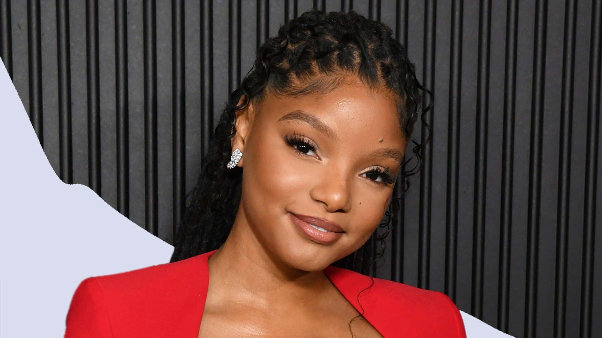 Halle Bailey Red Dress Event Background