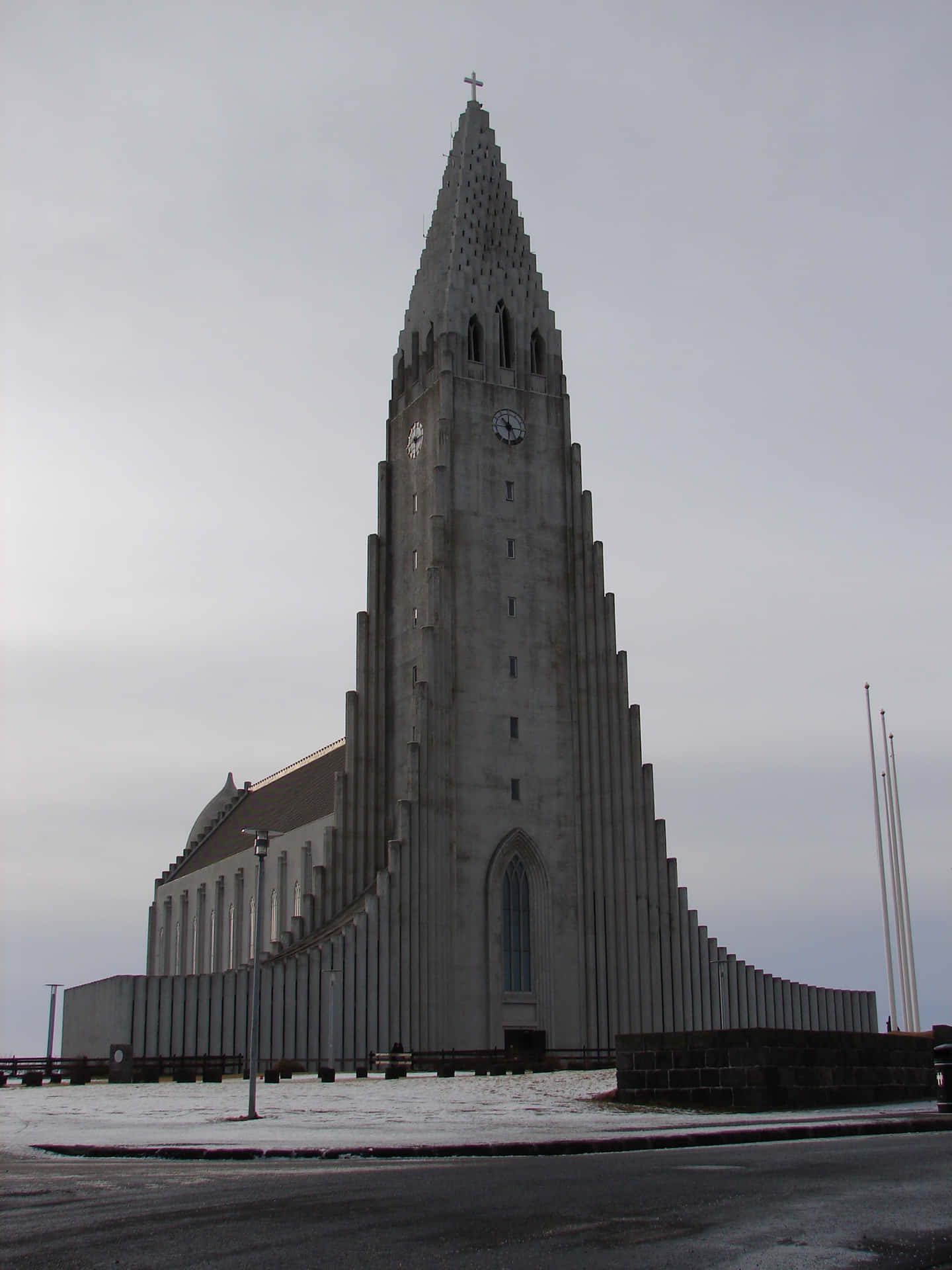 Hallgrimskirkja Church During Winter Background