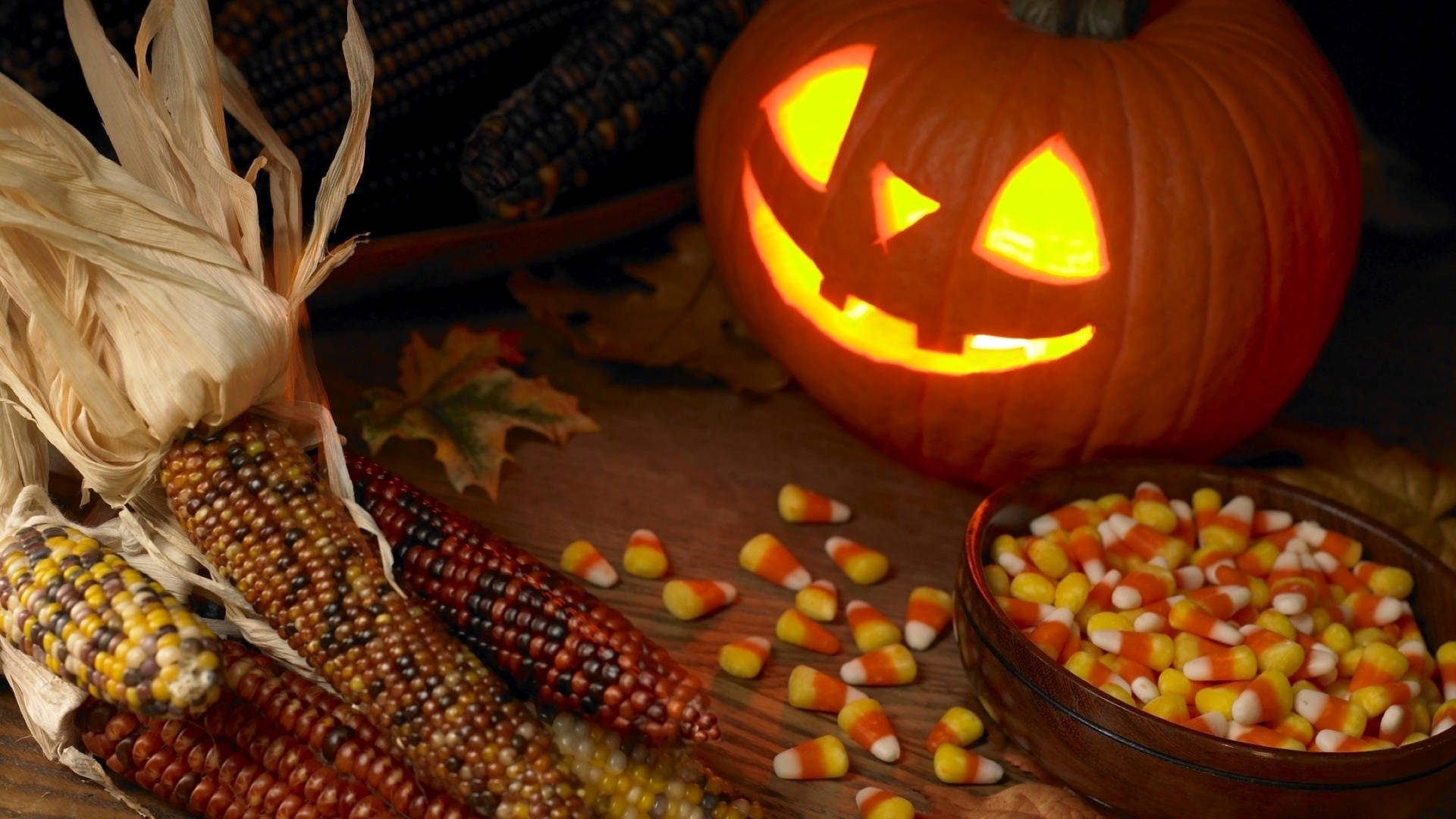 Halloween Aesthetic Corn And Pumpkin Background