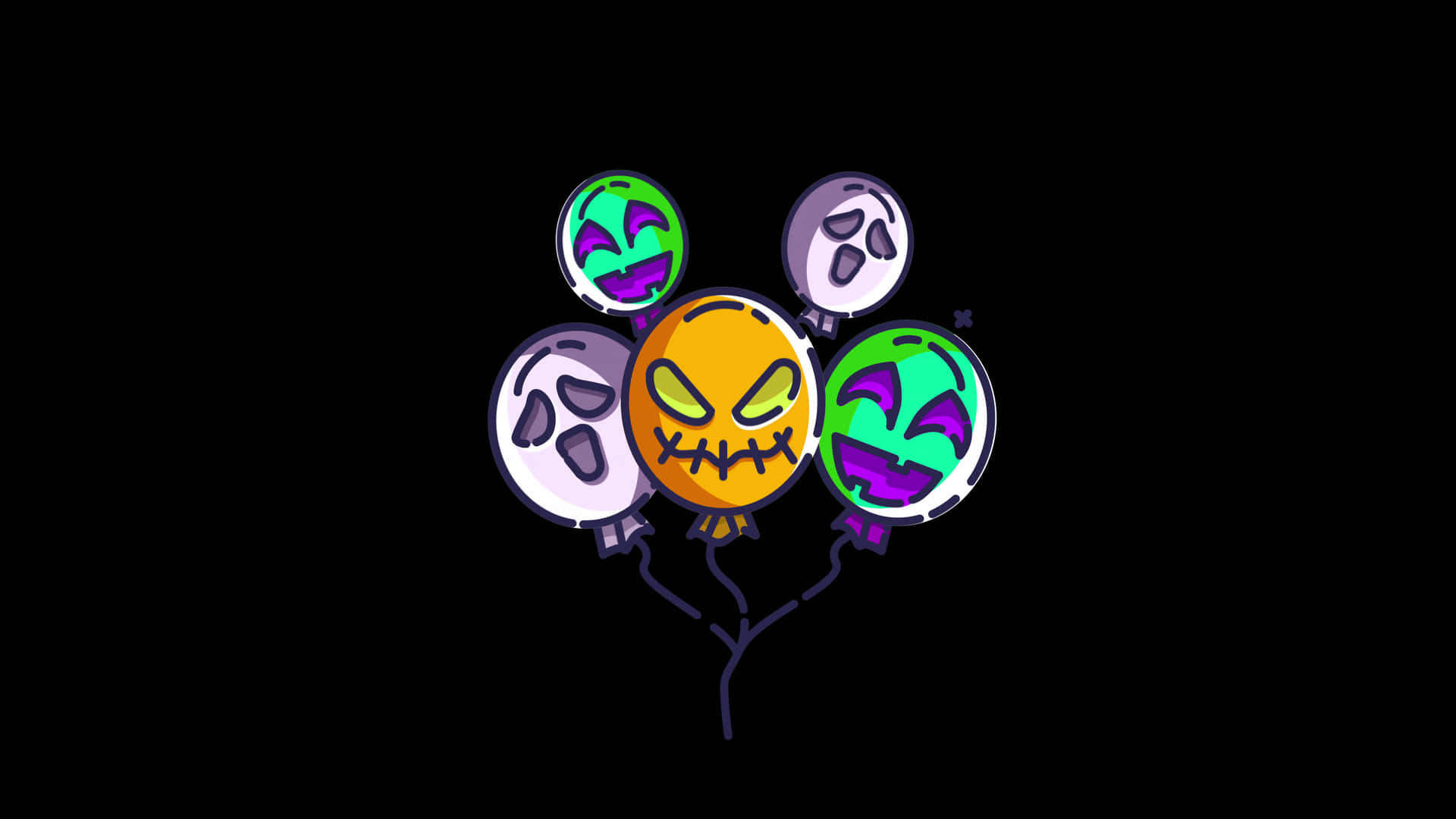 Halloween Balloon Bunch Cartoon Background