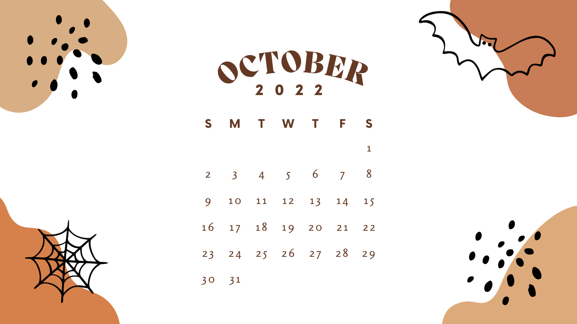 Halloween Calendar With Bats And Bats Background