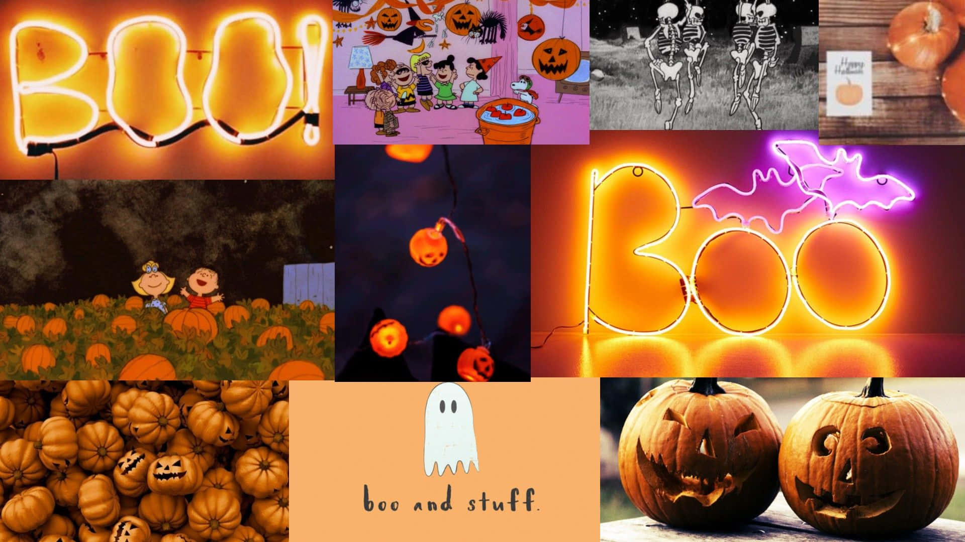 Halloween Collage With Pumpkins And Halloween Signs