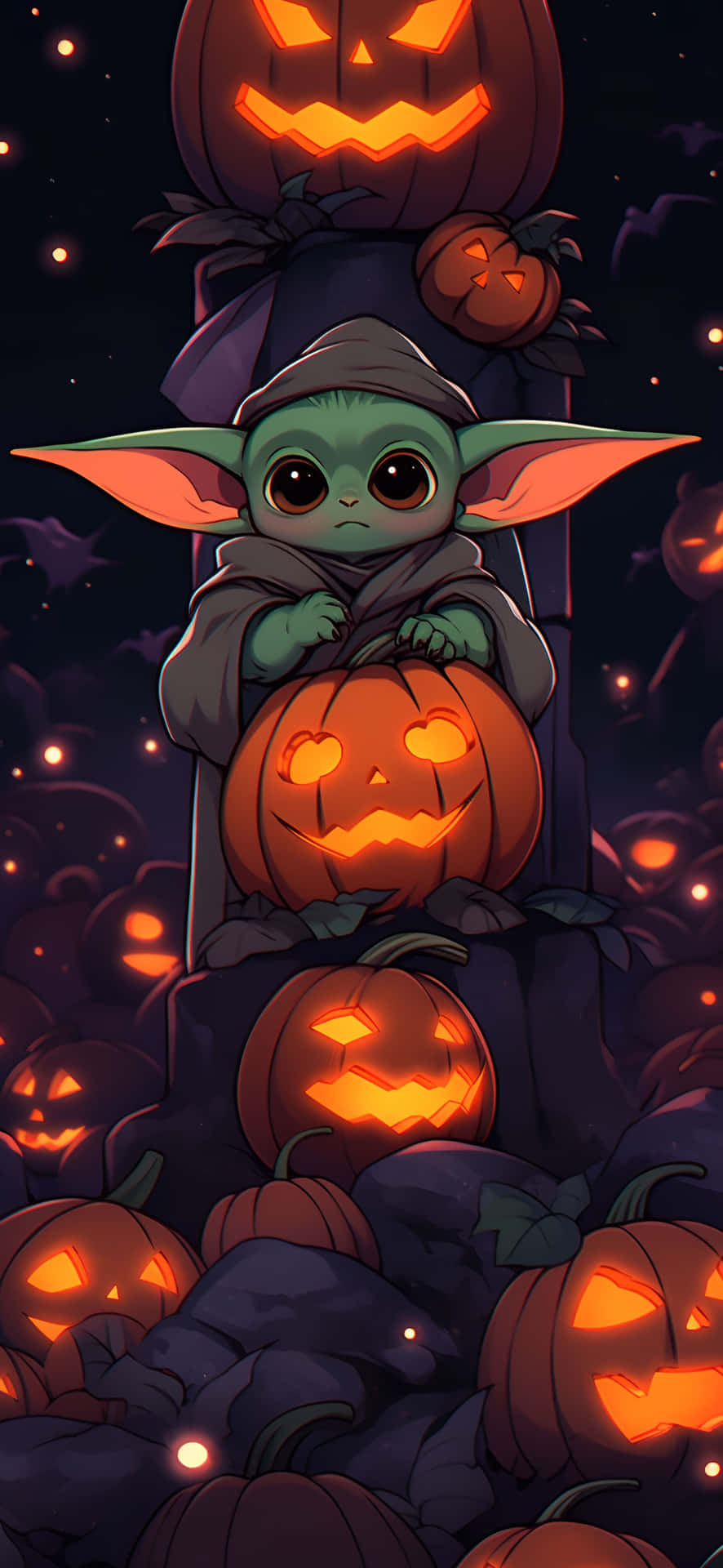 Halloween Creature With Jack O Lanterns Background