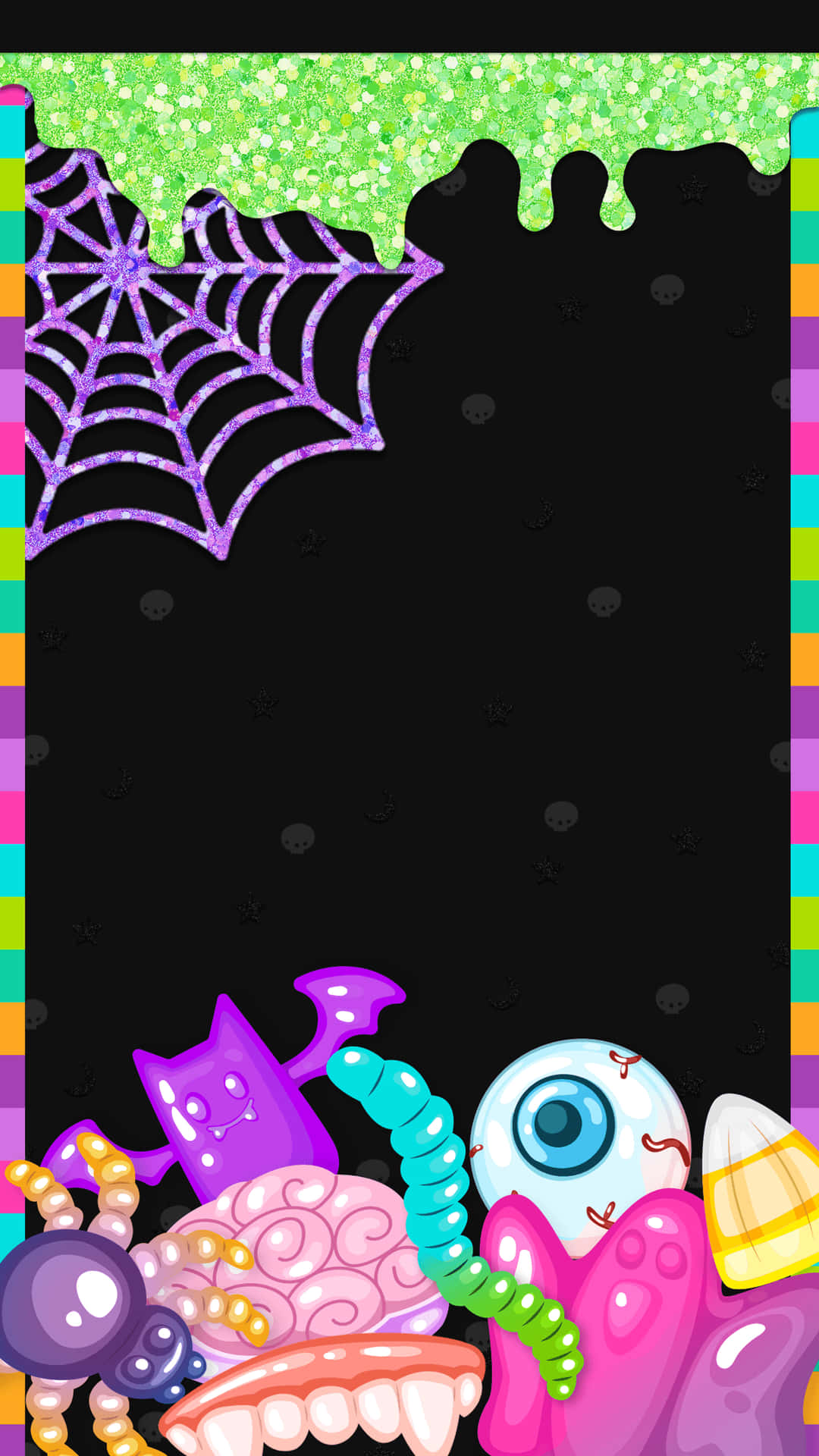 Halloween Frame With Spiders And Other Halloween Decorations Background