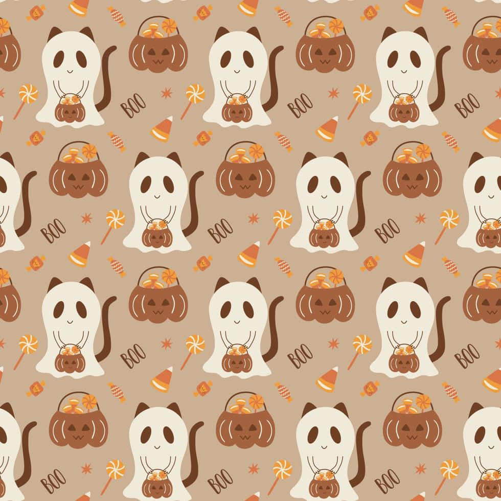 Halloween Ghost Pattern Background