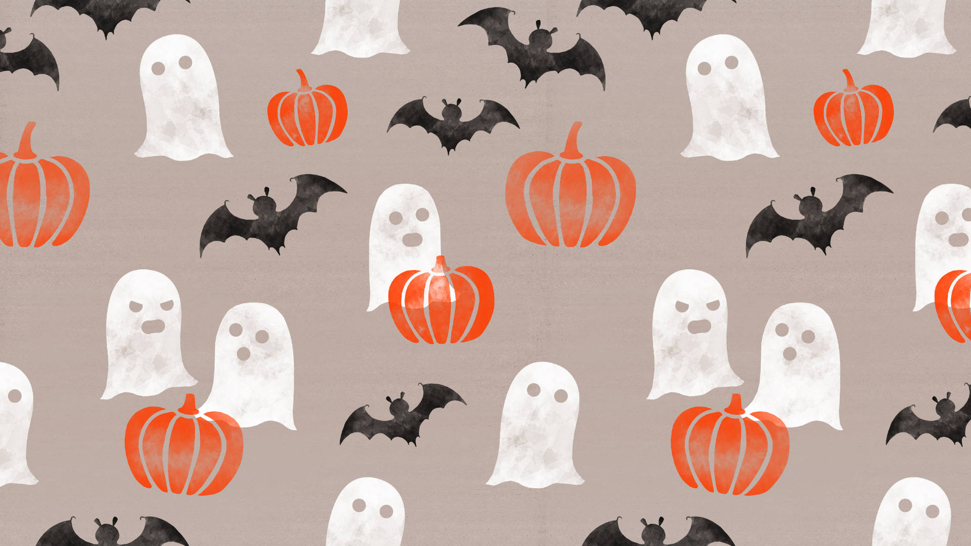 Halloween Ghosts And Pumpkins On A Gray Background Background