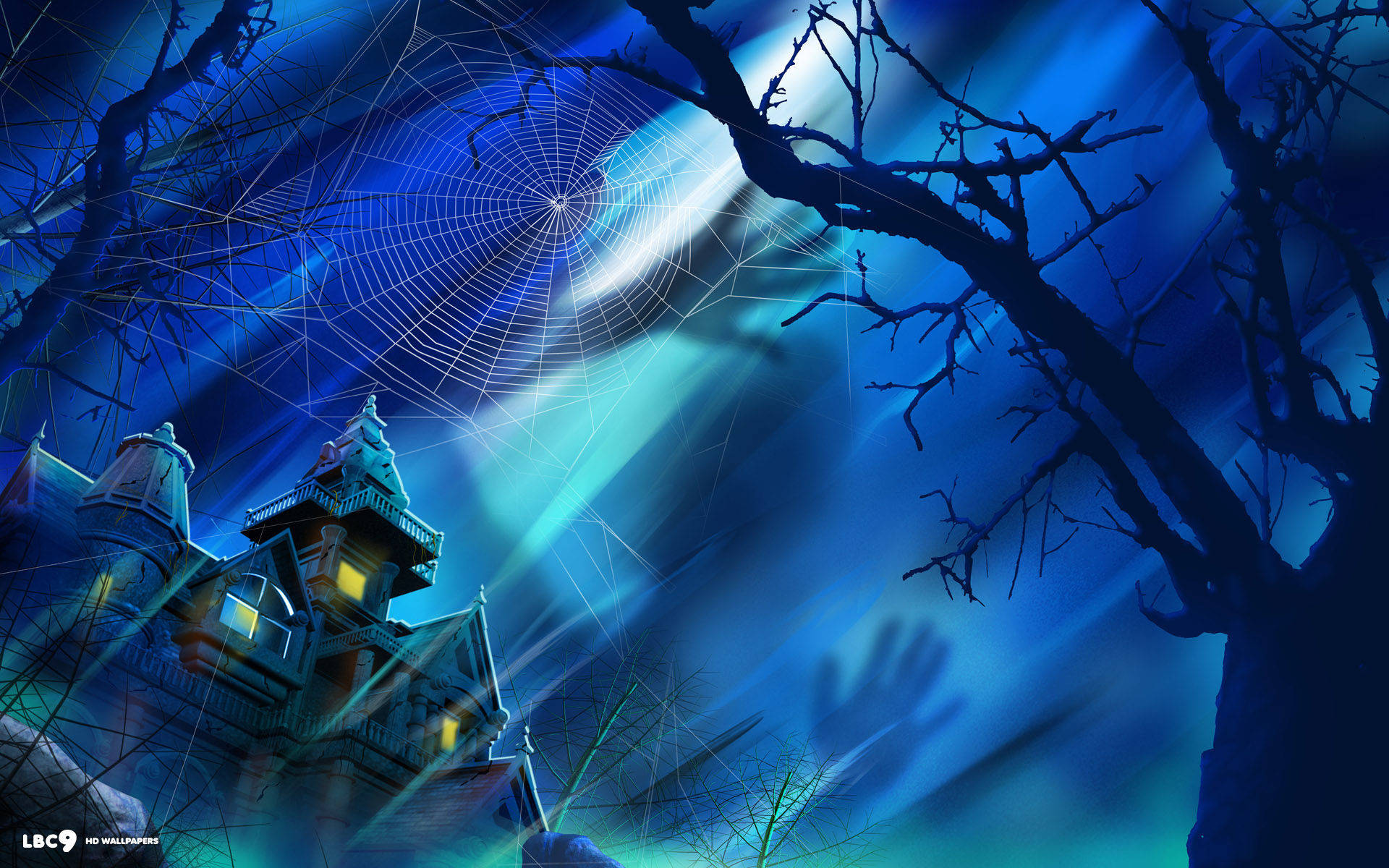 Halloween Haunted House In Moonlight Background