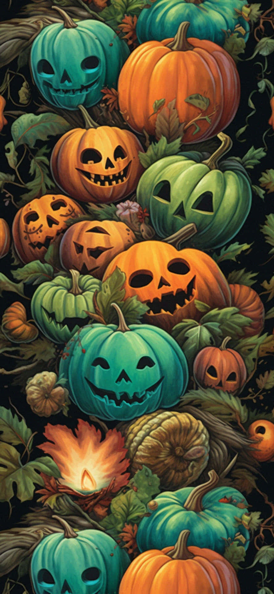 Halloween Jack O Lanterns Array Background