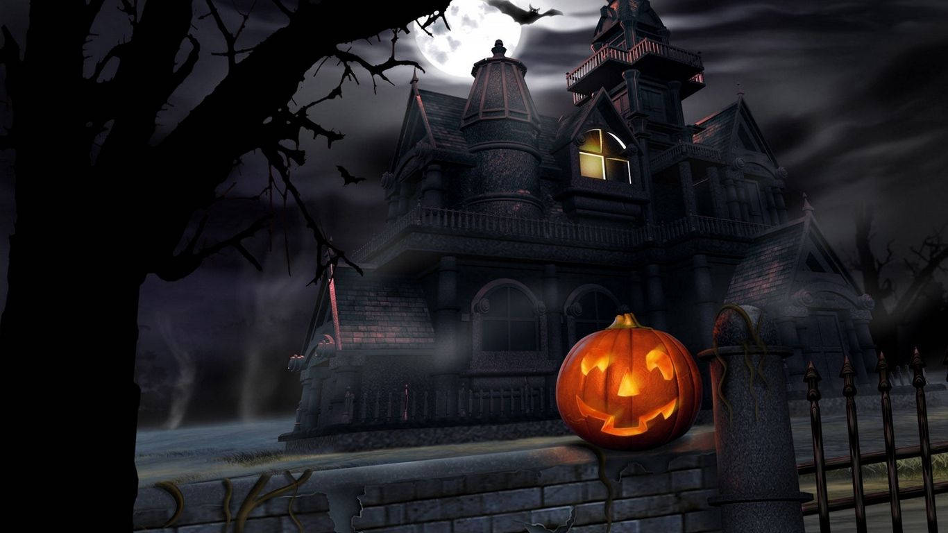 Halloween Manor Laptop Art Background