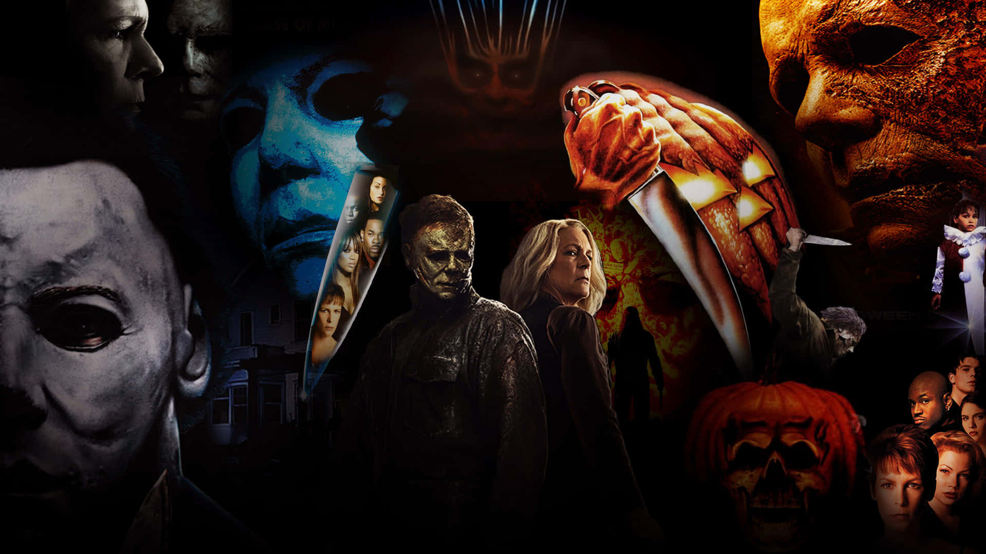 Halloween Michael Myers Faces Background