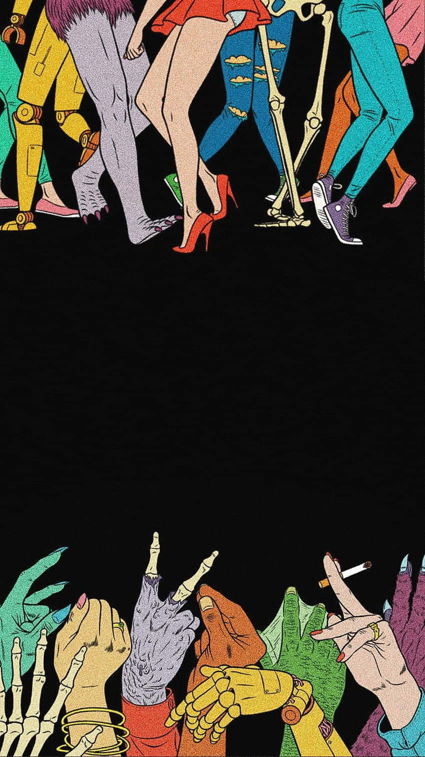Halloween Monster Legsand Hands Dance Background