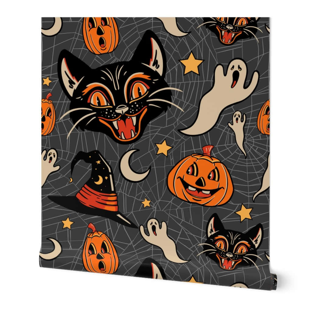 Halloween Pattern Classic Icons Background