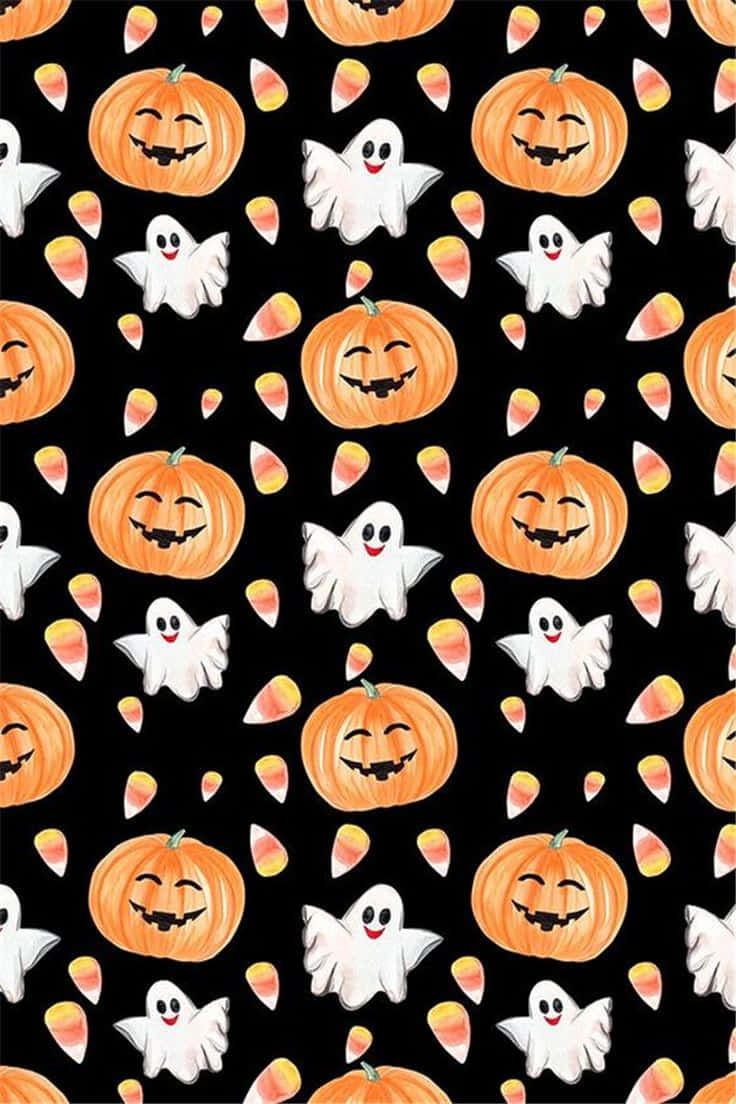 Halloween Pattern Pumpkins Ghosts Candy Corn.jpg Background