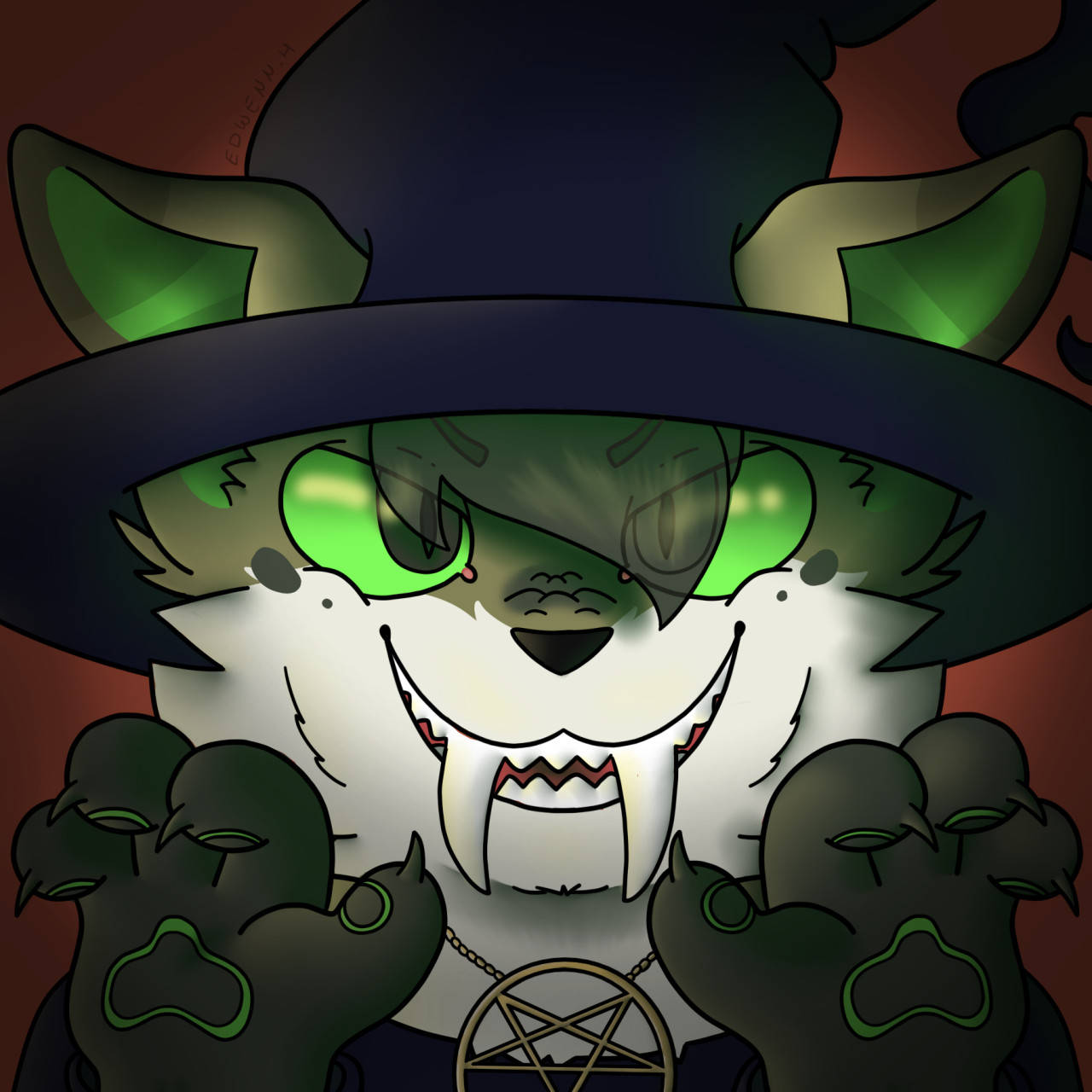 Halloween Pfp Green-eyed Cat Background