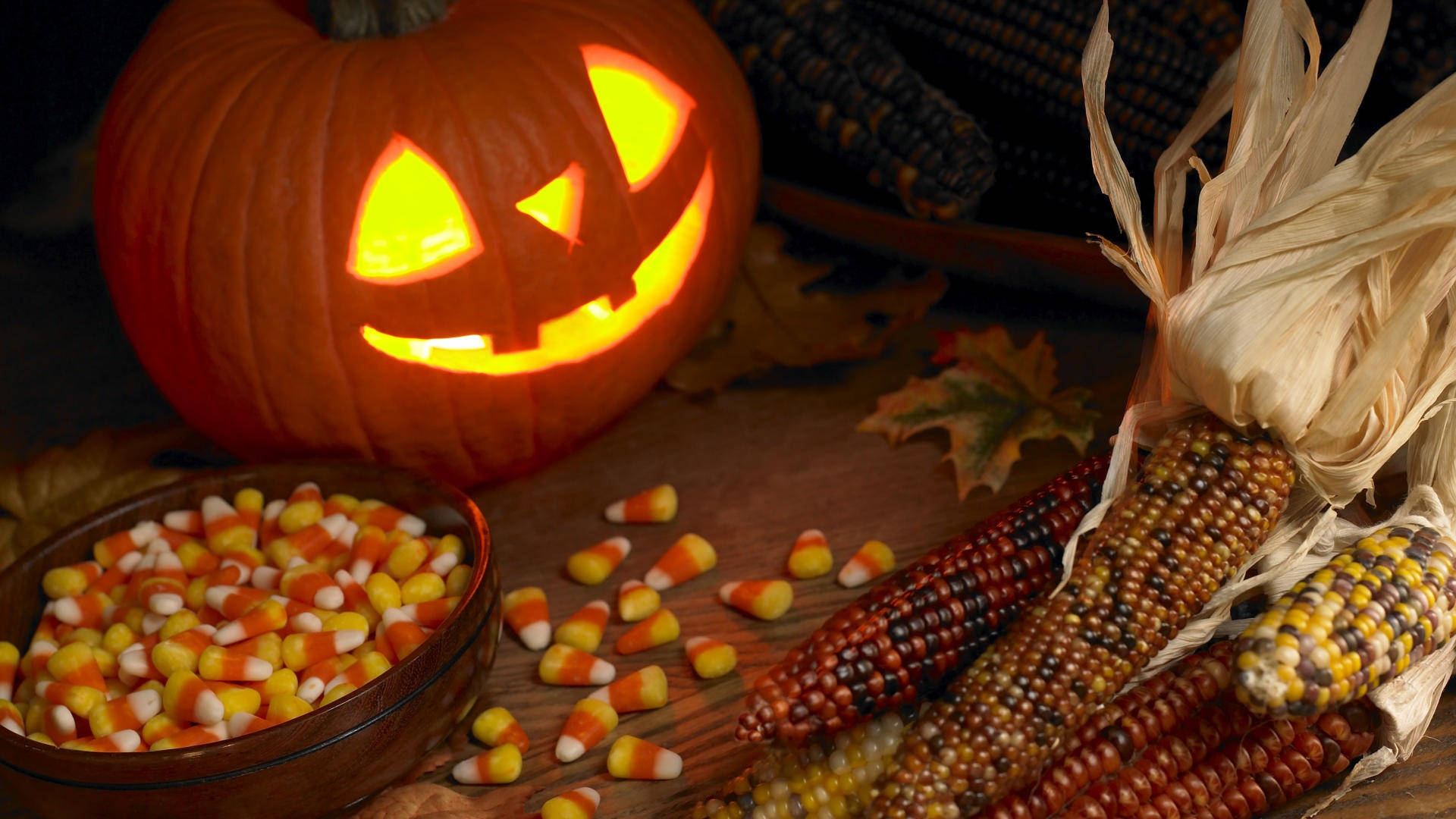 Halloween Pumpkin Candy Corn Background