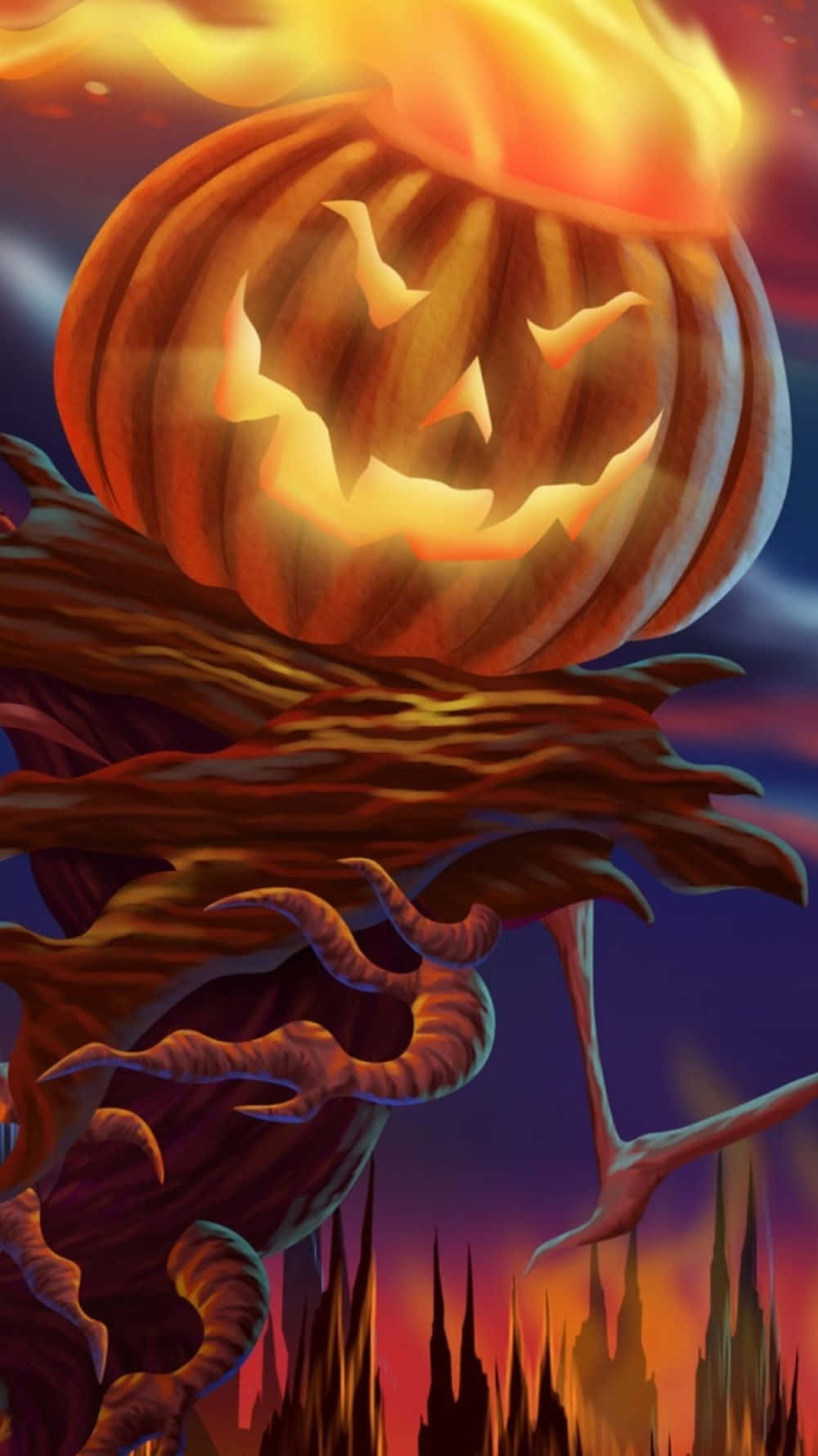 Halloween Pumpkin Flame Illustration
